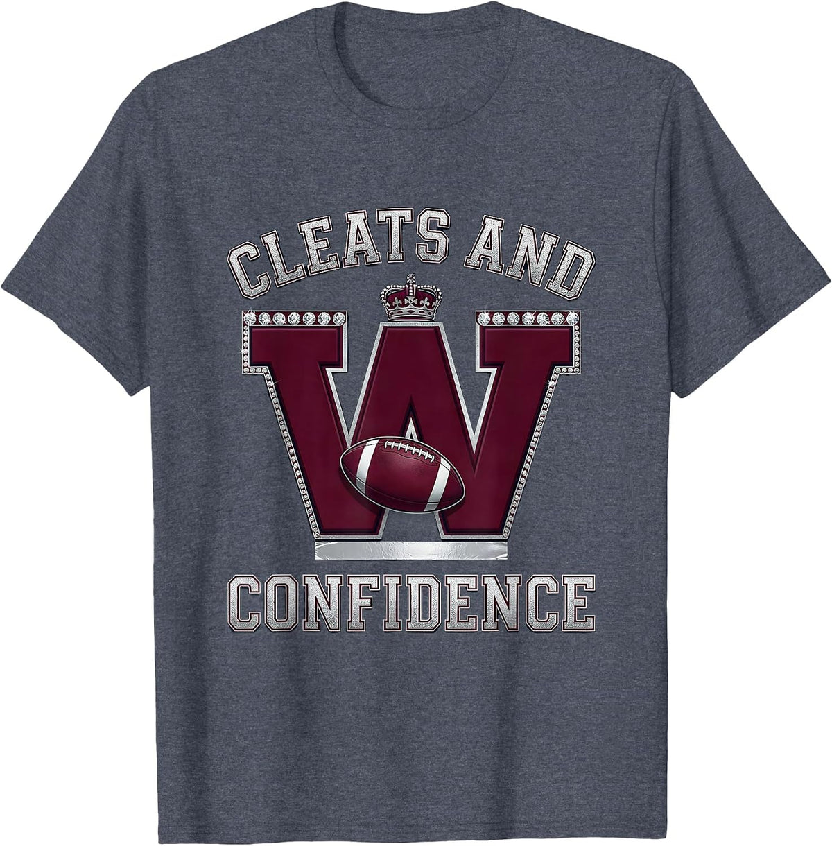 Cleats and Confidence Rugby Graphic Design T-Shirt - Heather Blue