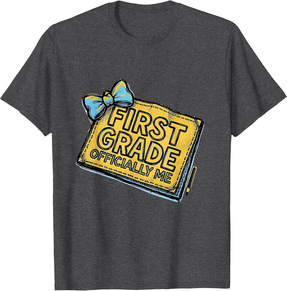 Men's First Grade Officially Me Cute Coquette Bow Back to School T-Shirt - Dark Heather Grey