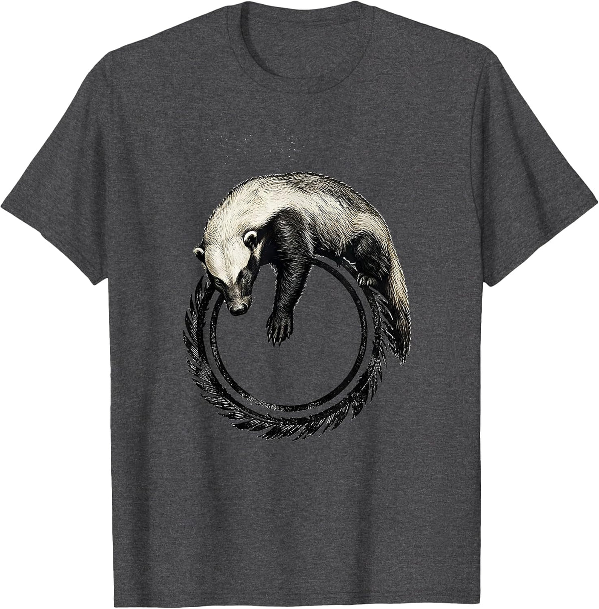 Men's Honey Badger Stamp Humor Animal Lover Gift T-Shirt - Dark Heather Grey