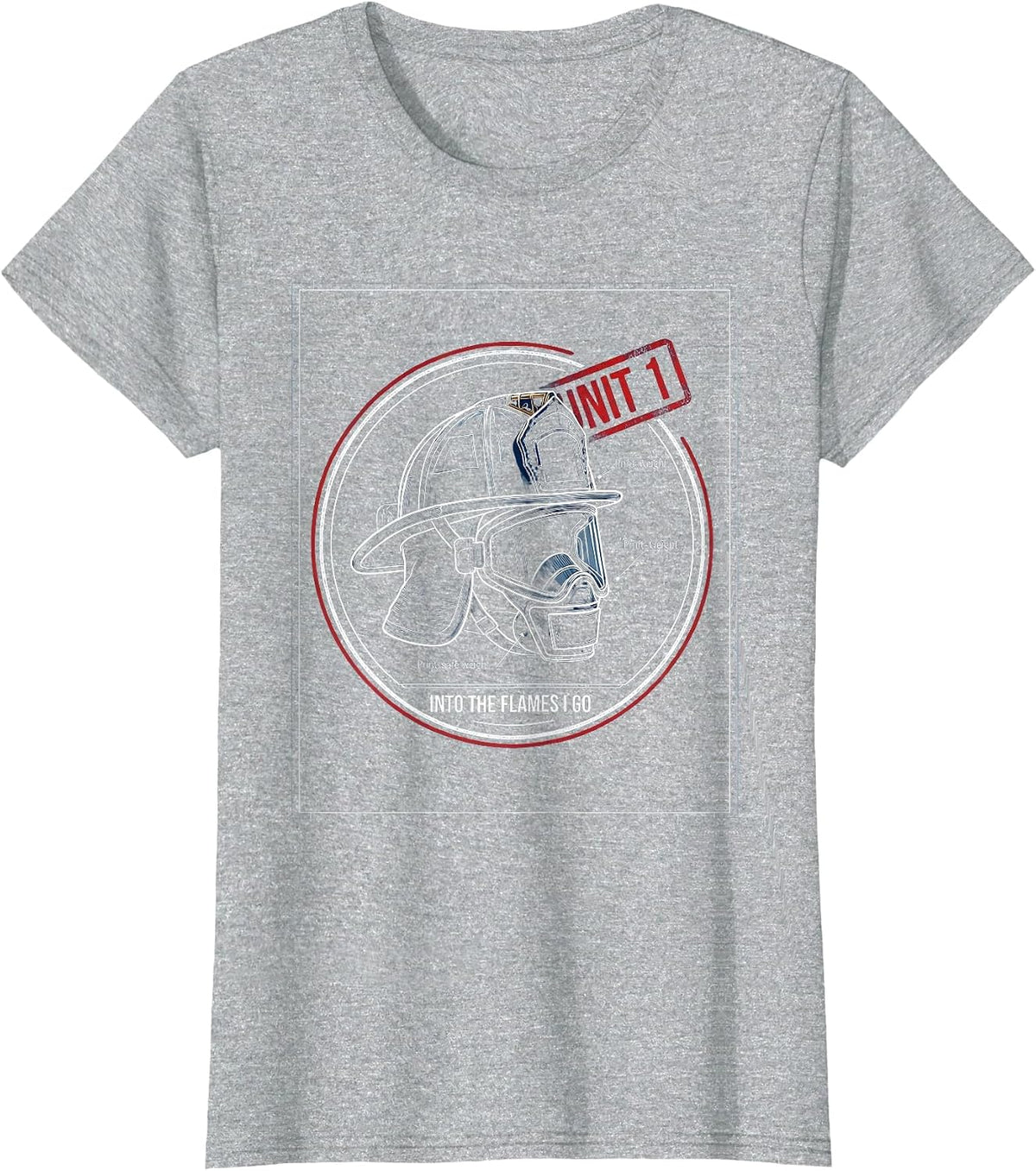 Into the Flames I Go Firefighter Design T-Shirt - Heather Grey