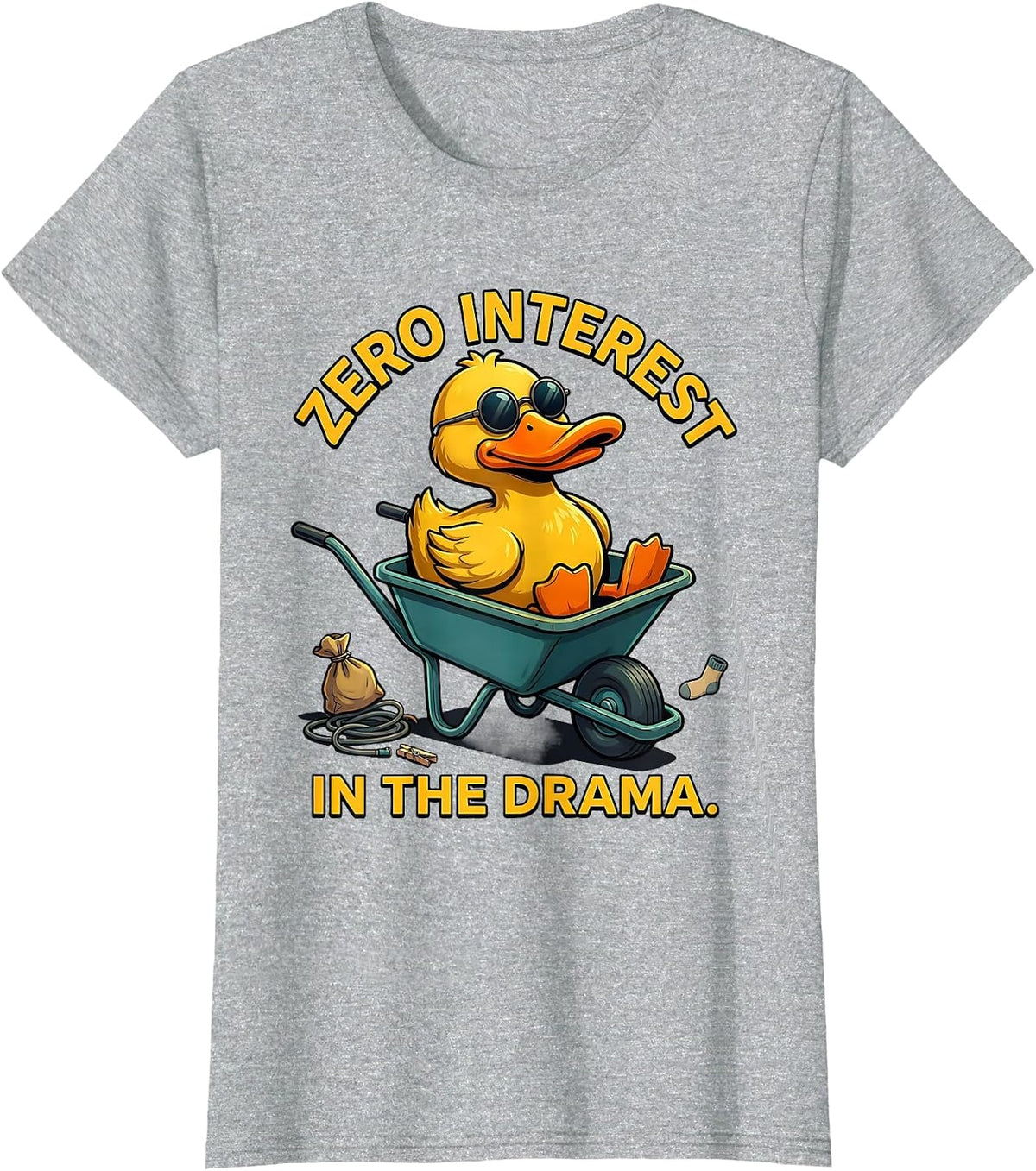 Women's Zero Interest In The Drama Funny Duck Mascot Novelty Gift T-Shirt - Heather Grey