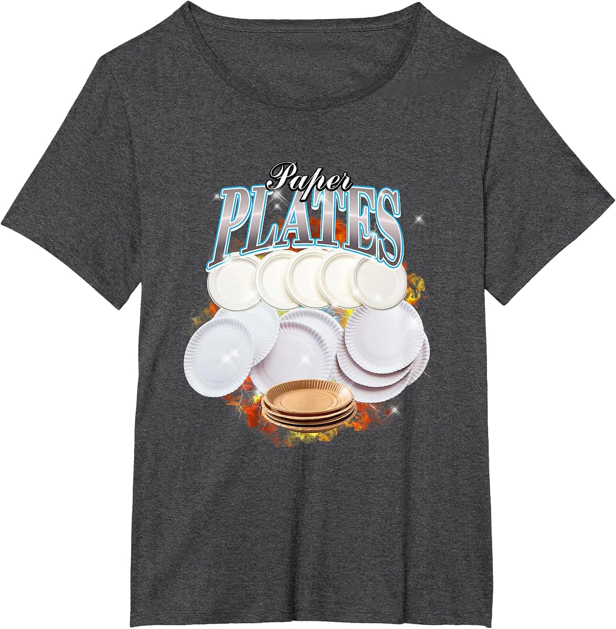 Thanksgiving Paper Plates Bootleg 90's Rap Rock Vintage T-Shirt - Dark Heather Grey