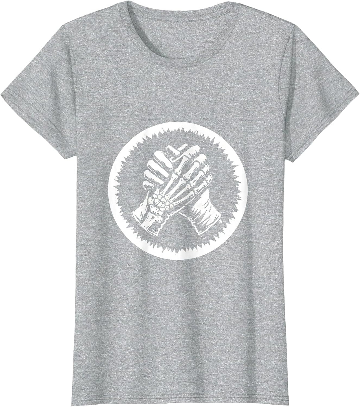 Women's Halloween Skeleton Hands Surgical Gloves Underscrub T-Shirt - Heather Grey
