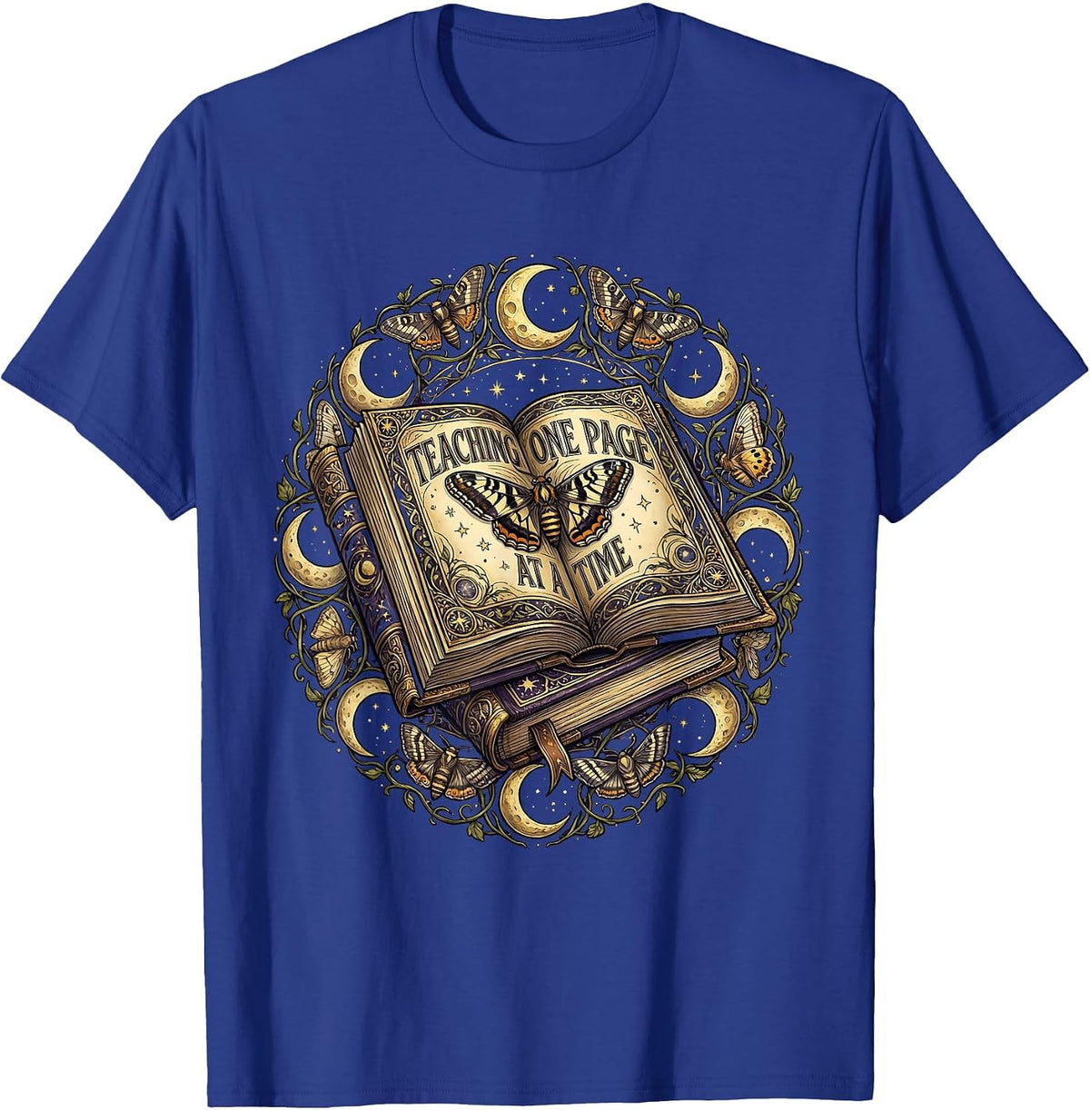Reading Teacher Teaching One Page at a Time T-Shirt - Royal Blue