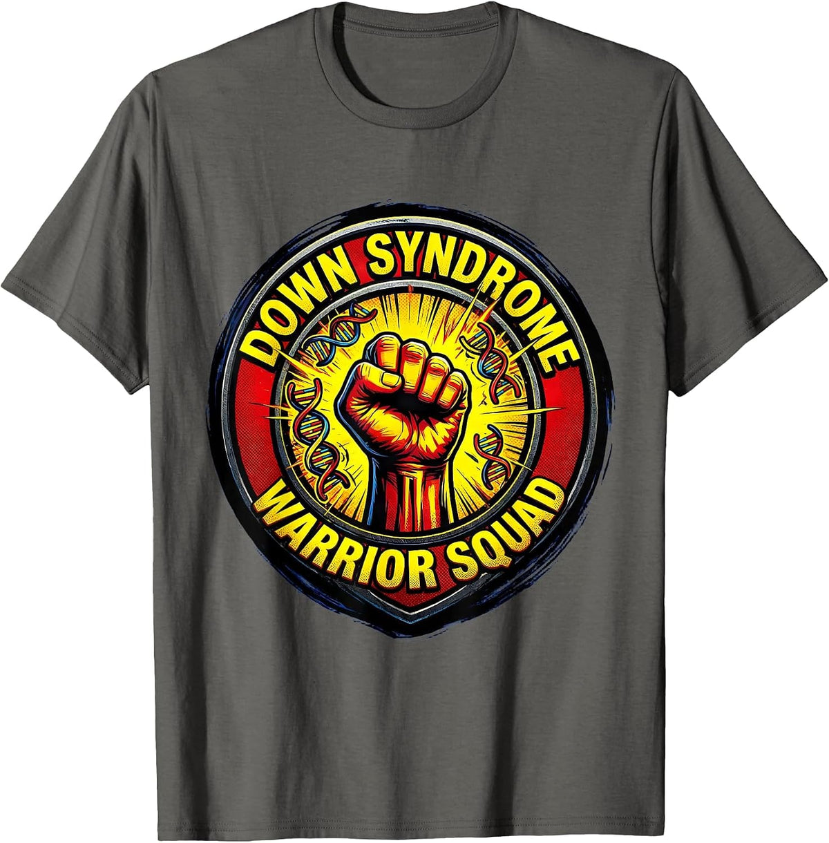 Down Syndrome Warrior Squad Awareness Design T-Shirt - Asphalt Grey