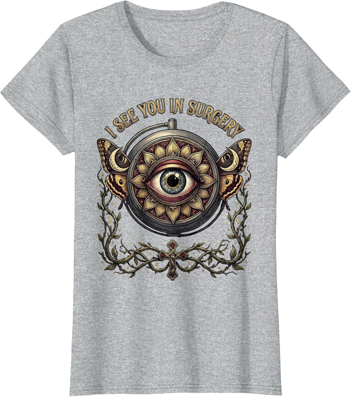 Halloween Nurse I See You In Surgery Design T-Shirt - Heather Grey