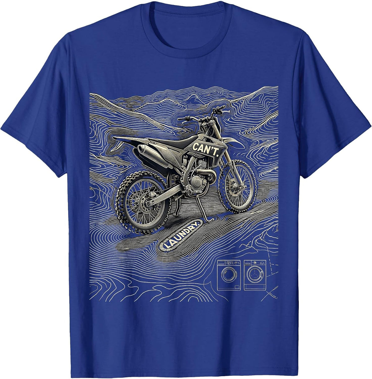 Cant. Laundry. Topographic Contour Dirt Bike Motocross T-Shirt - Royal Blue