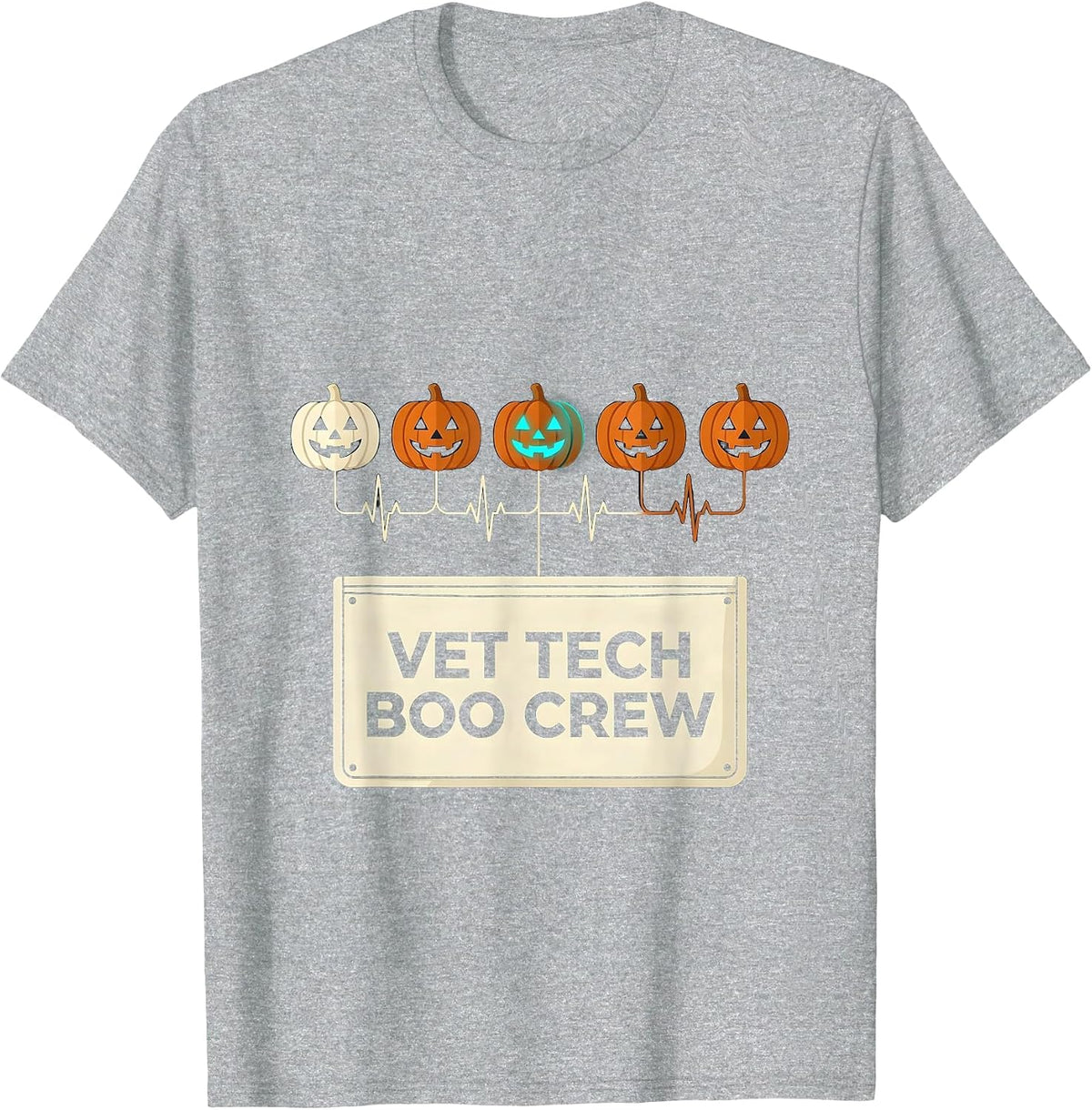 Men's Vet Tech Boo Crew Funny Veterinary Technician Halloween T-Shirt - Heather Grey