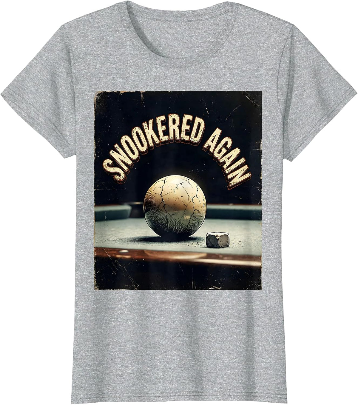 Snookered Again Distressed Pool Player Billiard Humor T-Shirt - Heather Grey