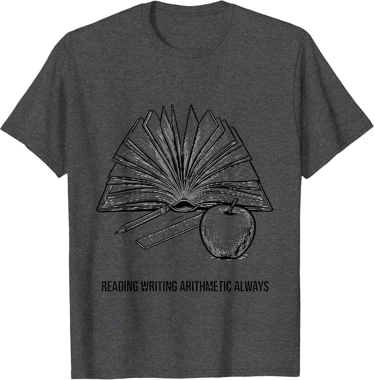 5th Grade Teacher Reading Writing Arithmetic Design T-Shirt - Dark Heather Grey