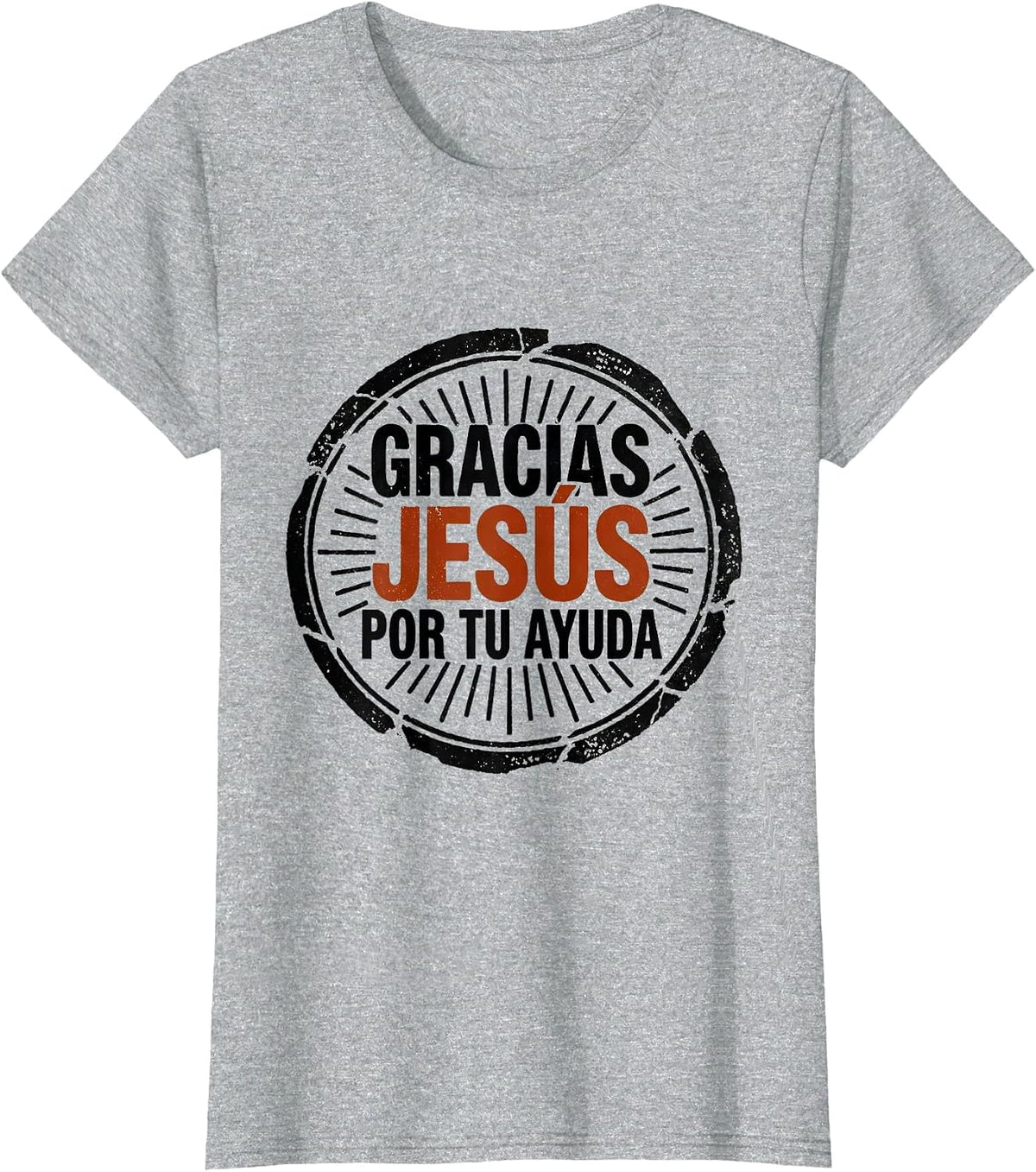 Gracias, Jesús, Por Tu Ayuda Spanish Catholic Faith T-Shirt - Heather Grey