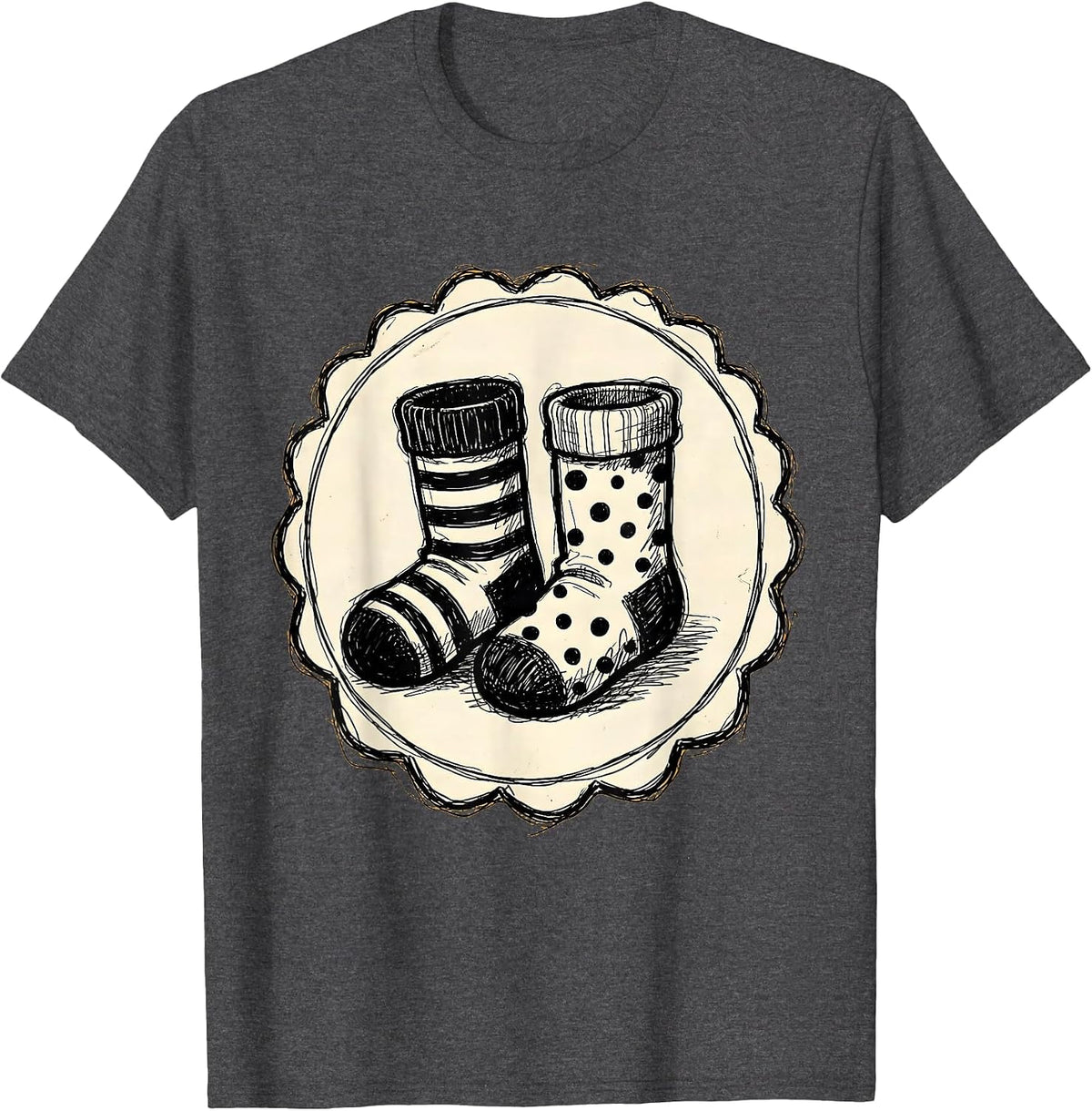 Men's Down Syndrome Awareness Mismatched Socks Design T-Shirt - Dark Heather Grey