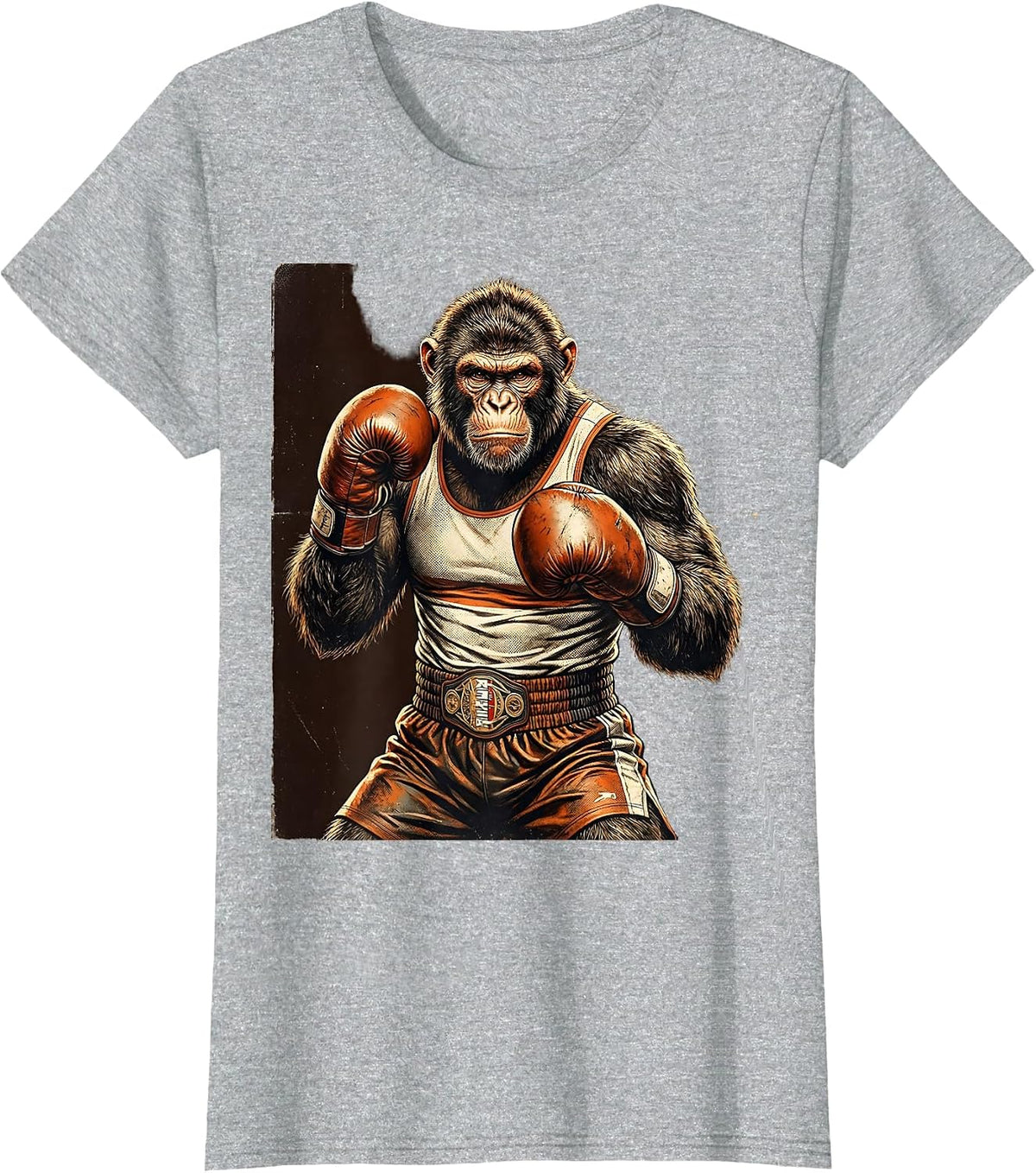 Monkey Boxing Gloves Fighter Graphic T-Shirt - Heather Grey