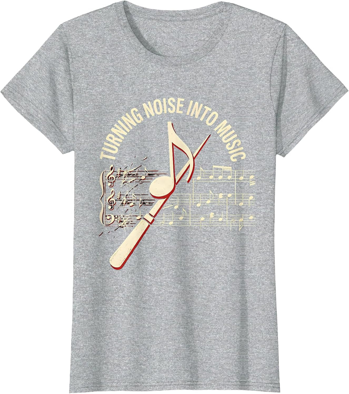 Women's Turning Noise Into Music Music Teacher Design T-Shirt - Heather Grey