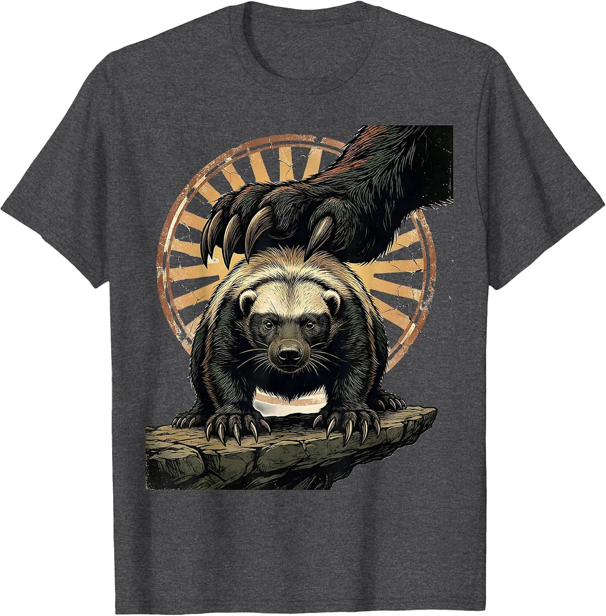 Honey Badger Vintage Animal Humor Meme Lover T-Shirt - Dark Heather Grey