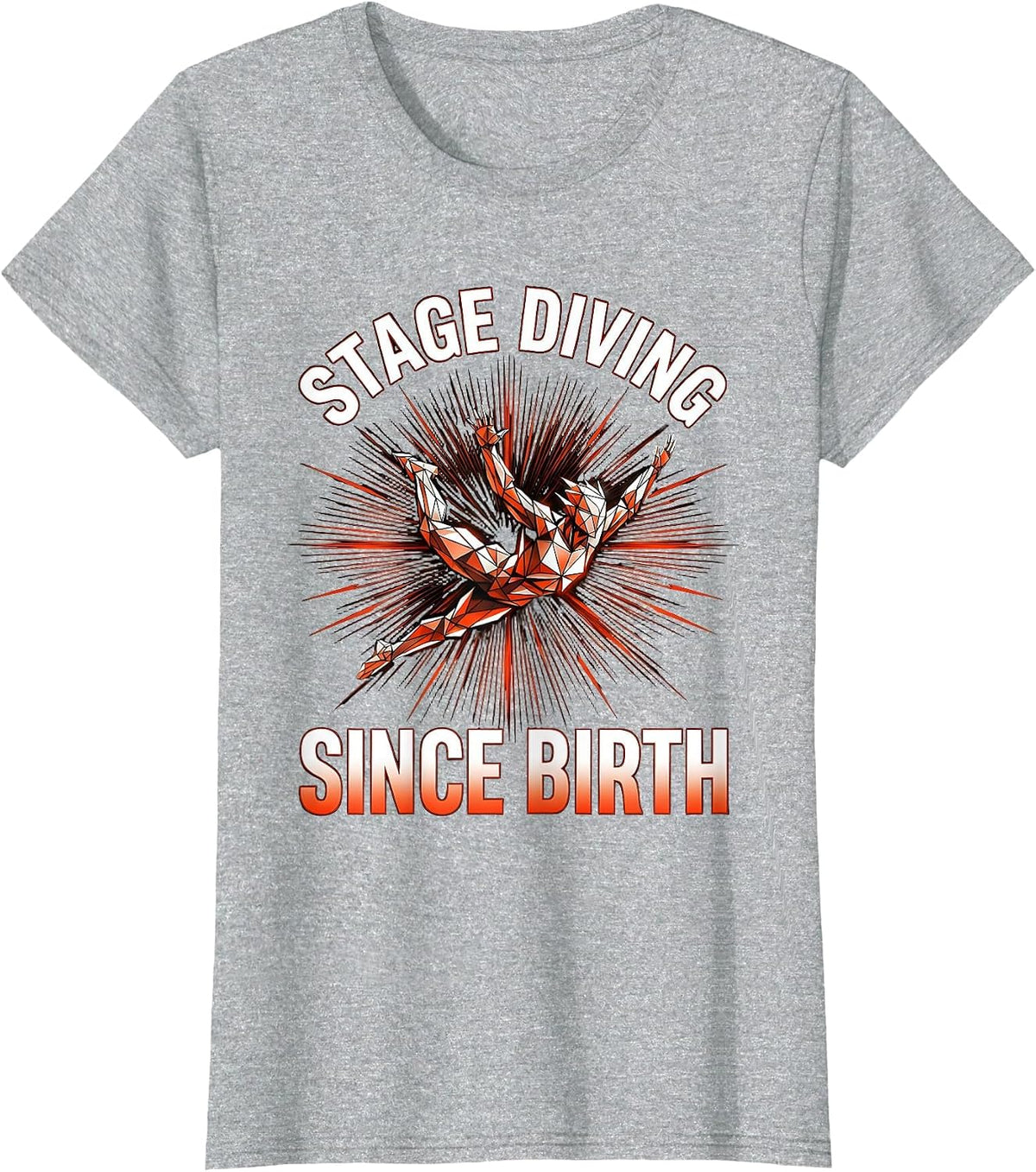 Stage Diving Since Birth Punk Band Design T-Shirt - Heather Grey