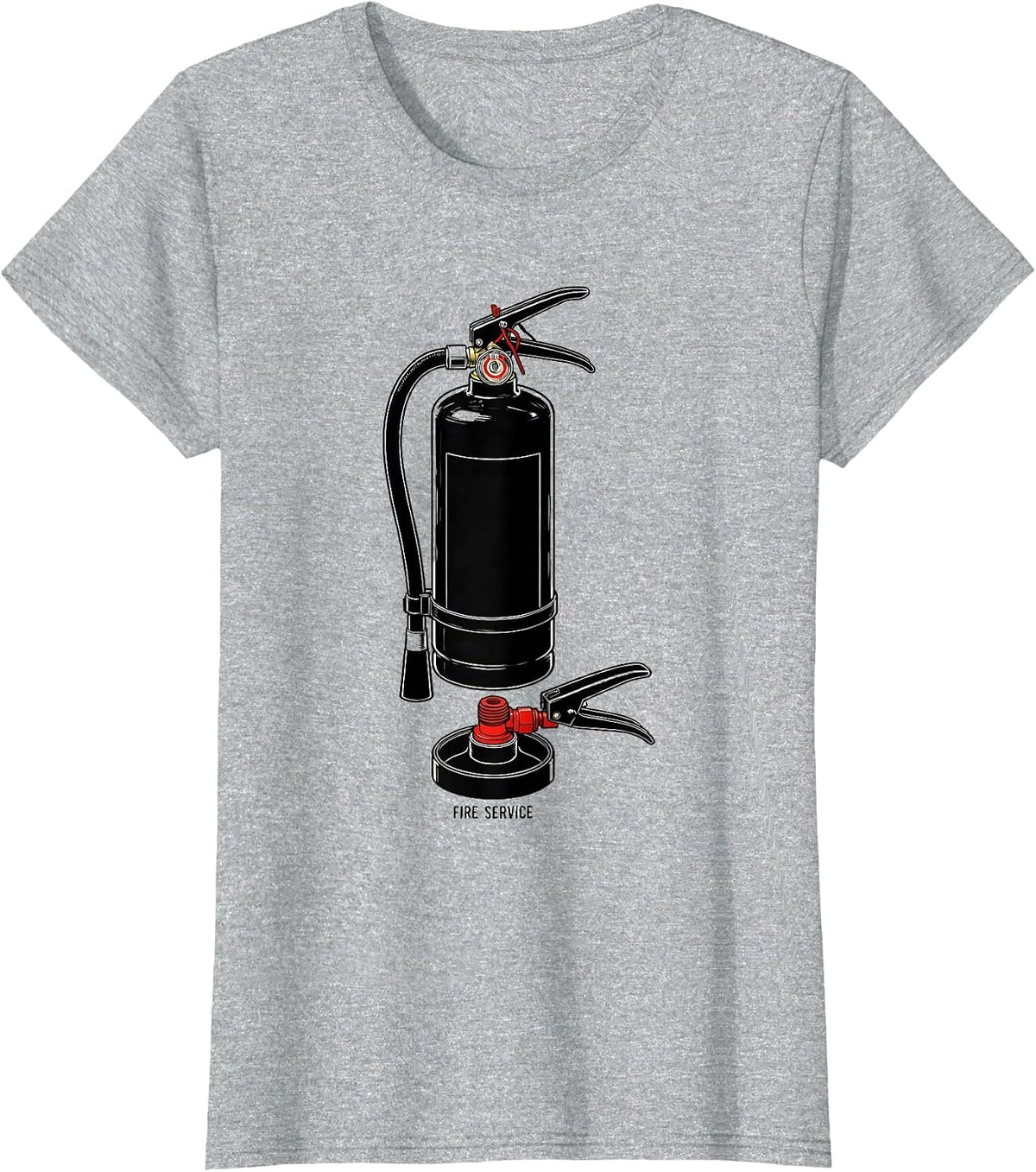 Women's Fire Service Exploded View Technical Firefighter Humor Gift T-Shirt - Heather Grey