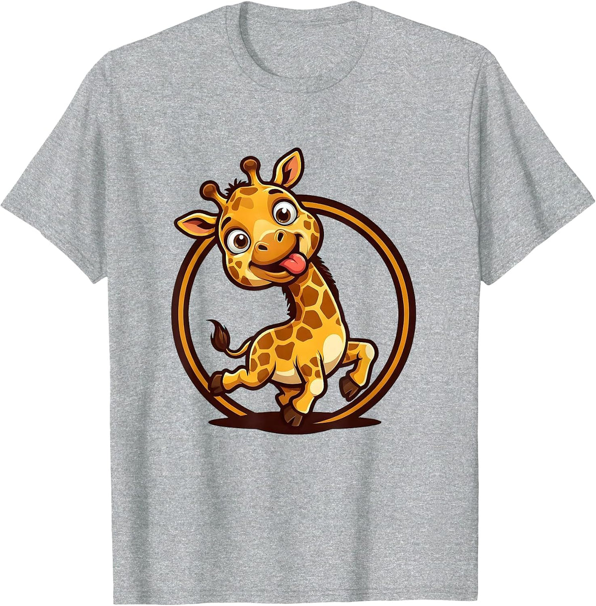 Men's Derpy Baby Giraffe Mid-Stumble Graphic T-Shirt - Heather Grey