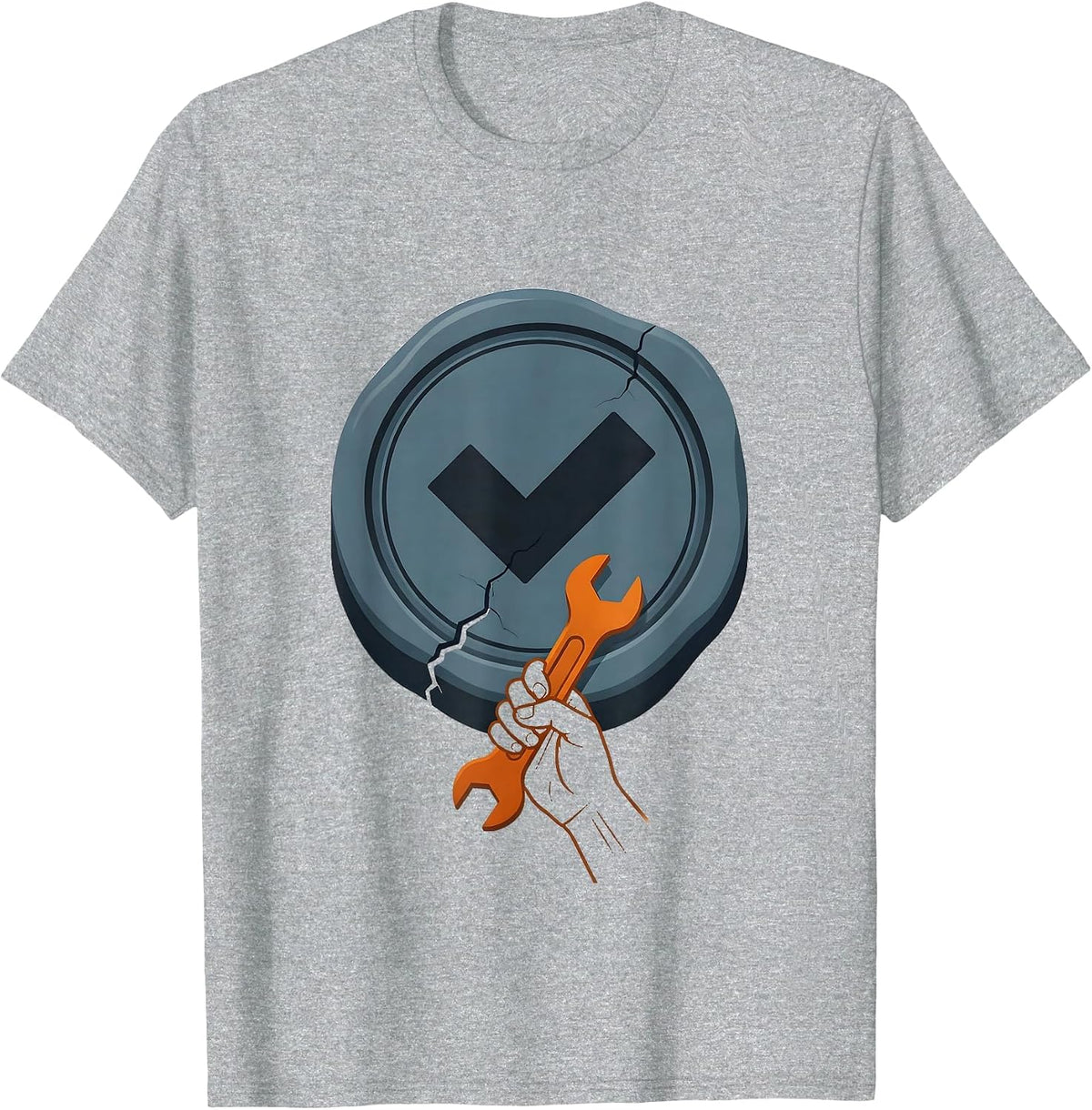 Men's Status Seal Tech Support IT Worker Sarcastic Humor T-Shirt - Heather Grey