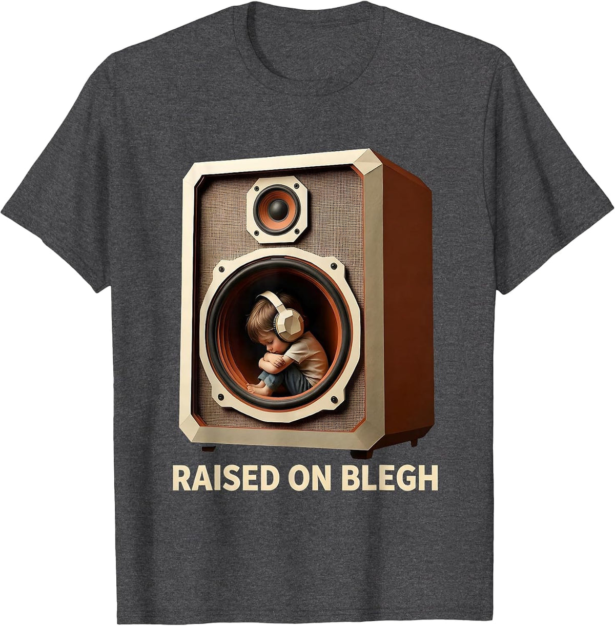 Men's Raised On Blegh Funny Heavy Metal Metalhead Humor T-Shirt - Dark Heather Grey