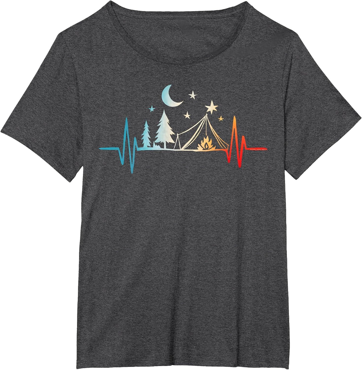 Forest Mountains Nature Heartbeat Outdoor Hiking Camping T-Shirt - Dark Heather Grey