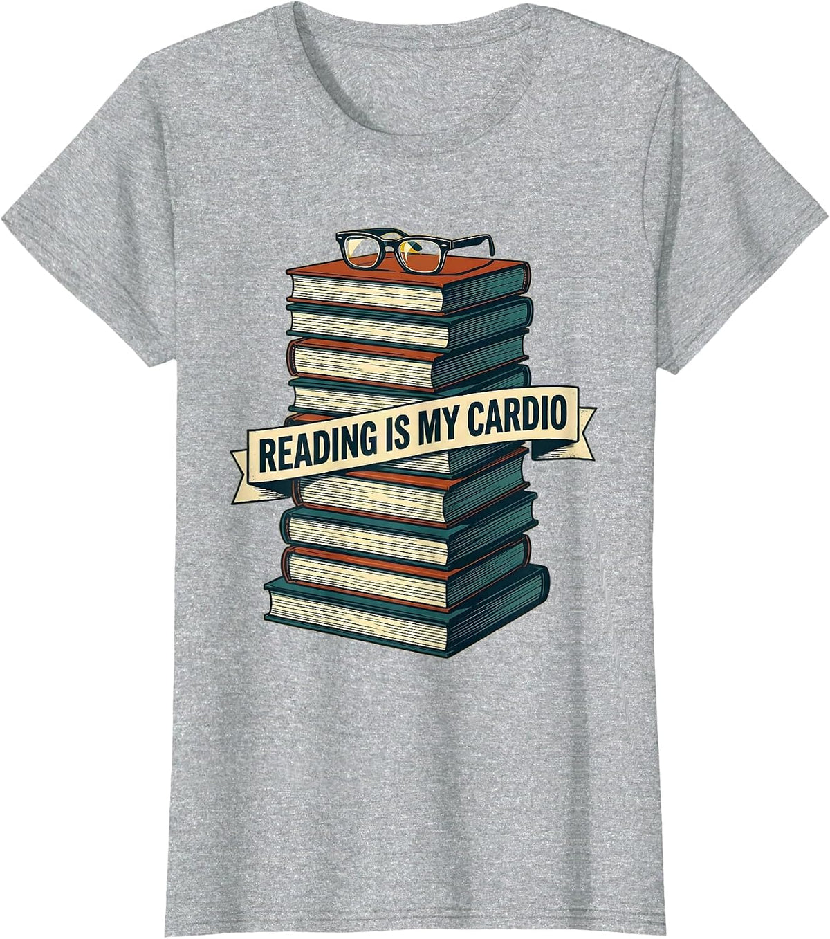 Women's Reading Is My Cardio English Teacher Design T-Shirt - Heather Grey