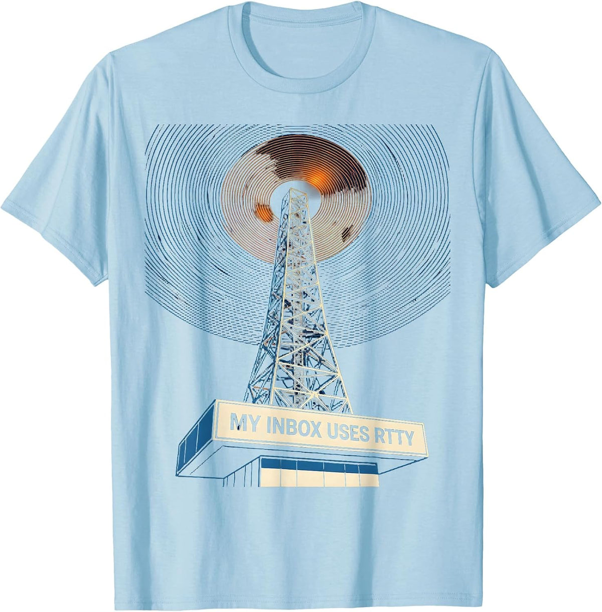 Men's My Inbox Uses RTTY Retro Futurist Ham Radio Operator Humor T-Shirt - Baby Blue