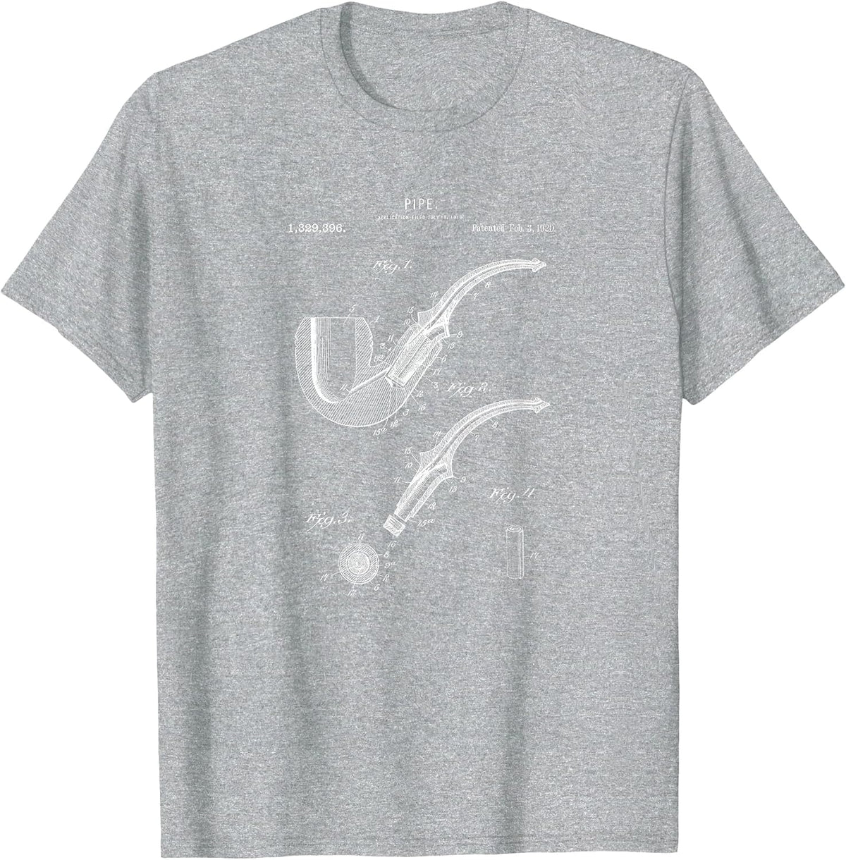Vintage Smoking Pipe Blueprint Drawing Shirt - Detective T-Shirt T-Shirt - Heather Grey