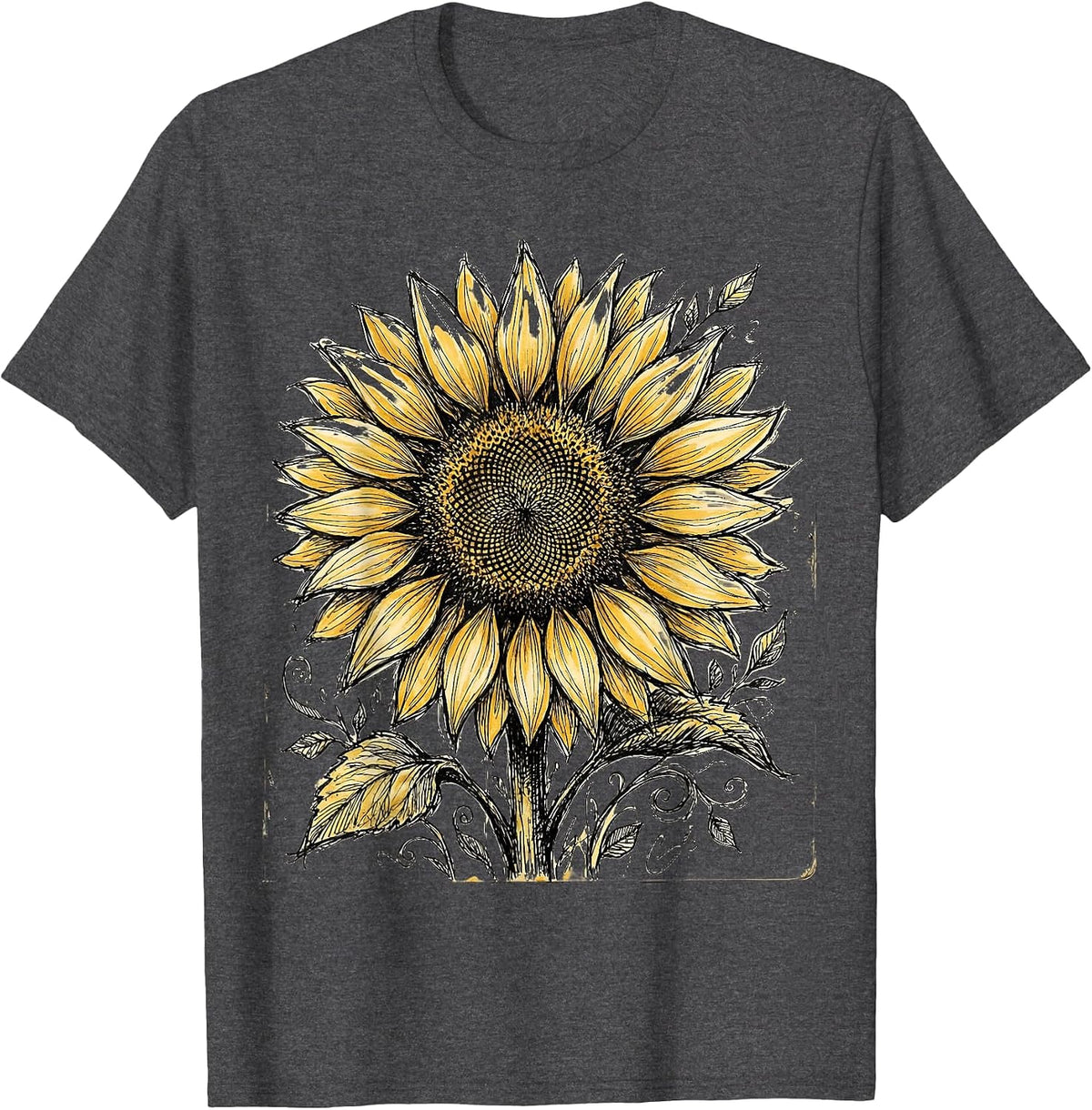 Men's Down Syndrome Awareness Blooming Sunflower Design T-Shirt - Dark Heather Grey