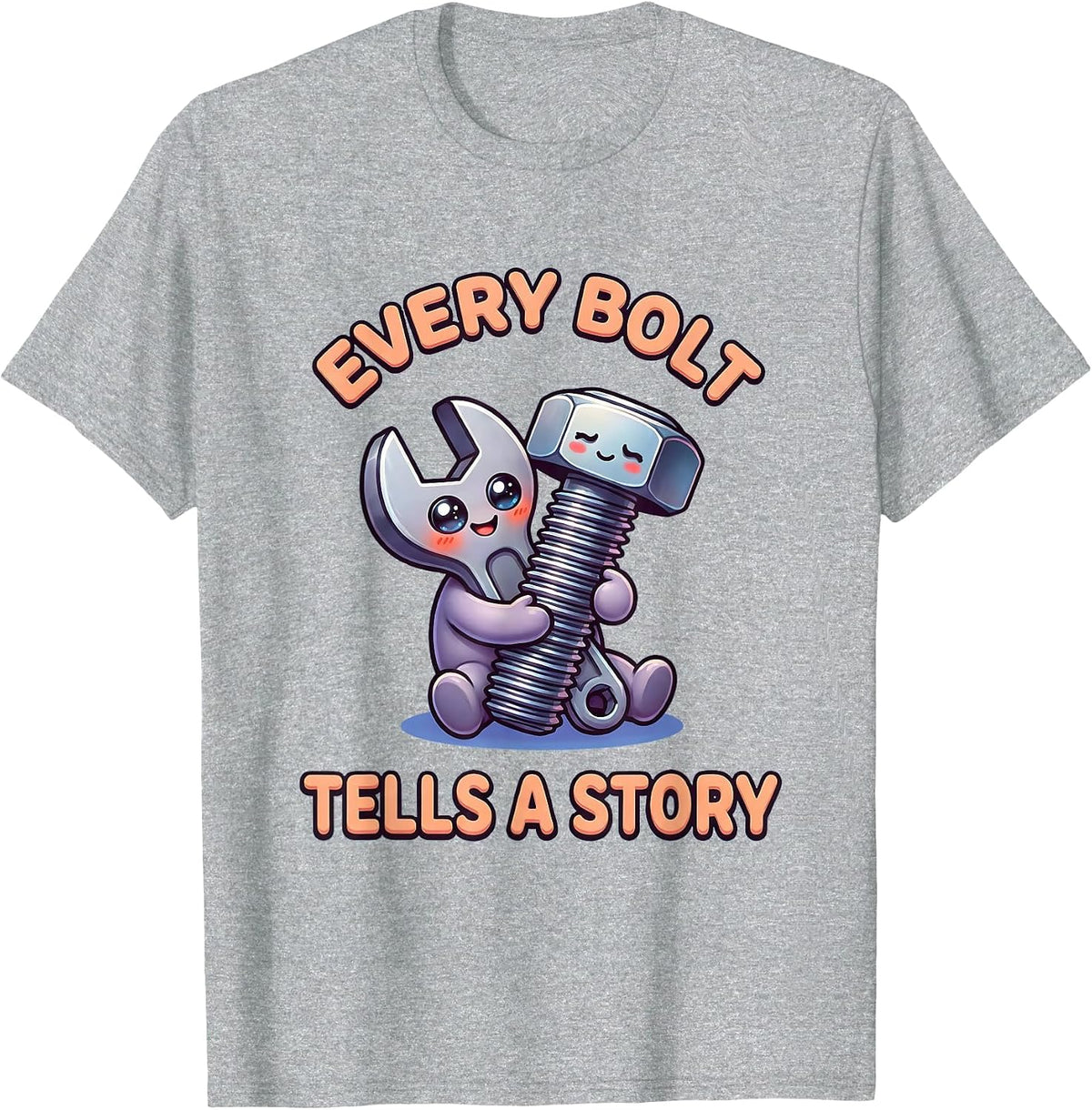 Men's Every Bolt Tells A Story Mechanic Design T-Shirt - Heather Grey