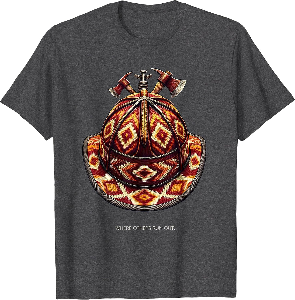 Men's Where Others Run Out Firefighter Design T-Shirt - Dark Heather Grey