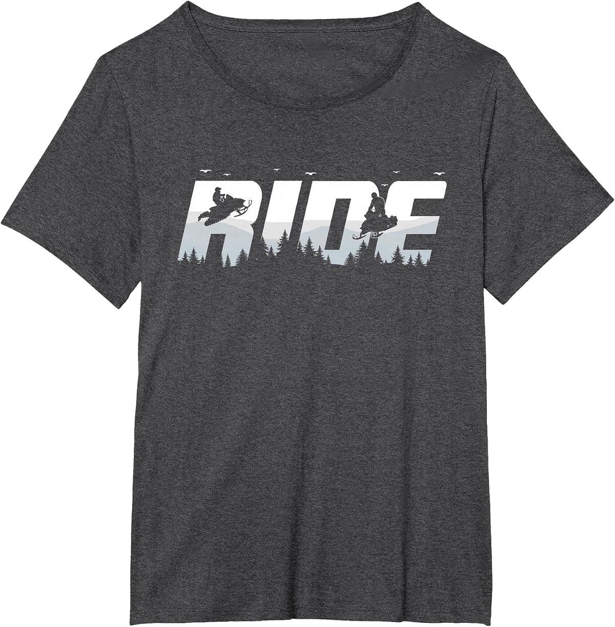 Snowmobile Ride Motor Sled Racing Winter Mountain Sports Fan T-Shirt - Dark Heather Grey