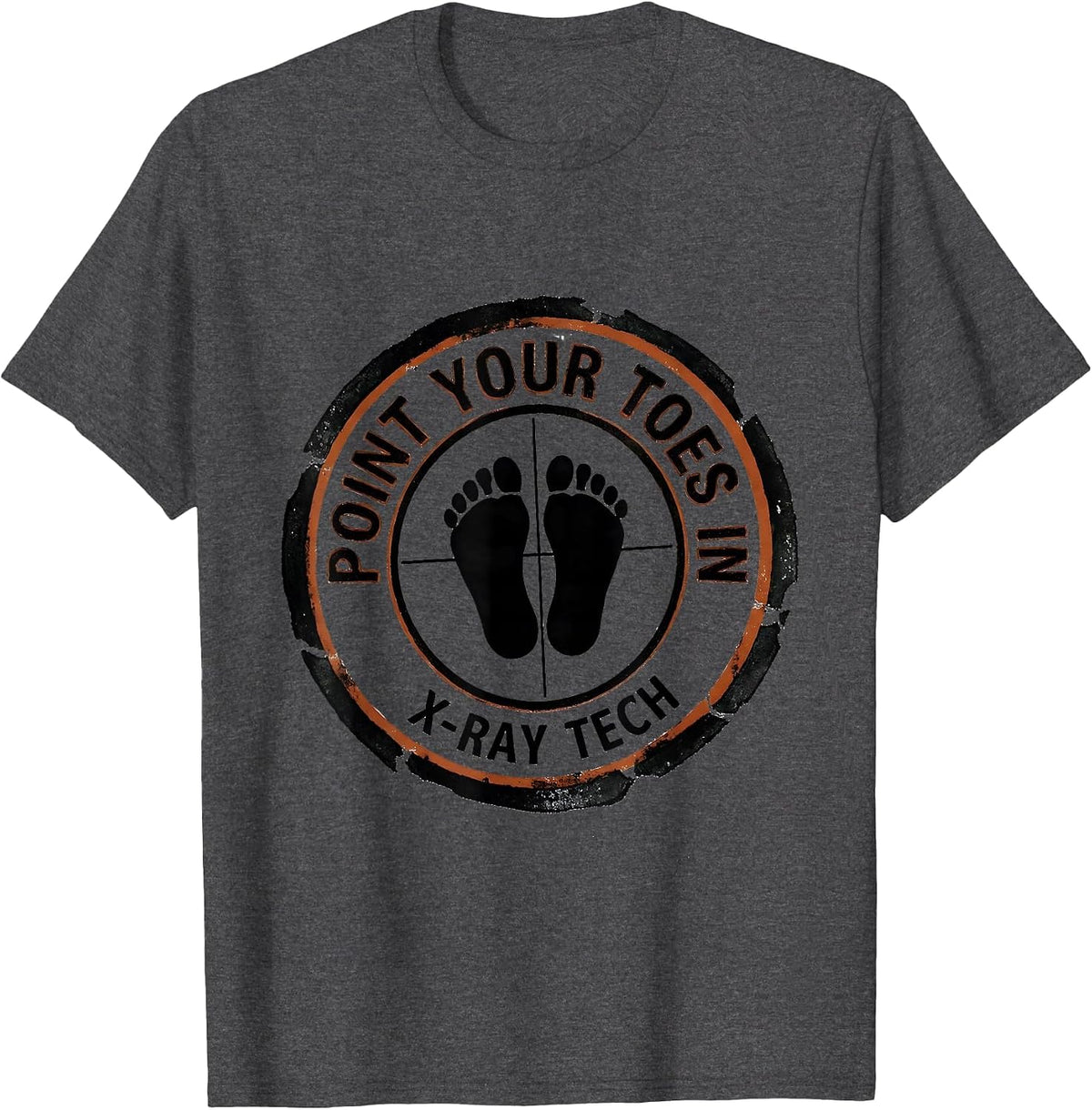Point Your Toes In X-Ray Tech Rubber Stamp Rad Tech T-Shirt - Dark Heather Grey