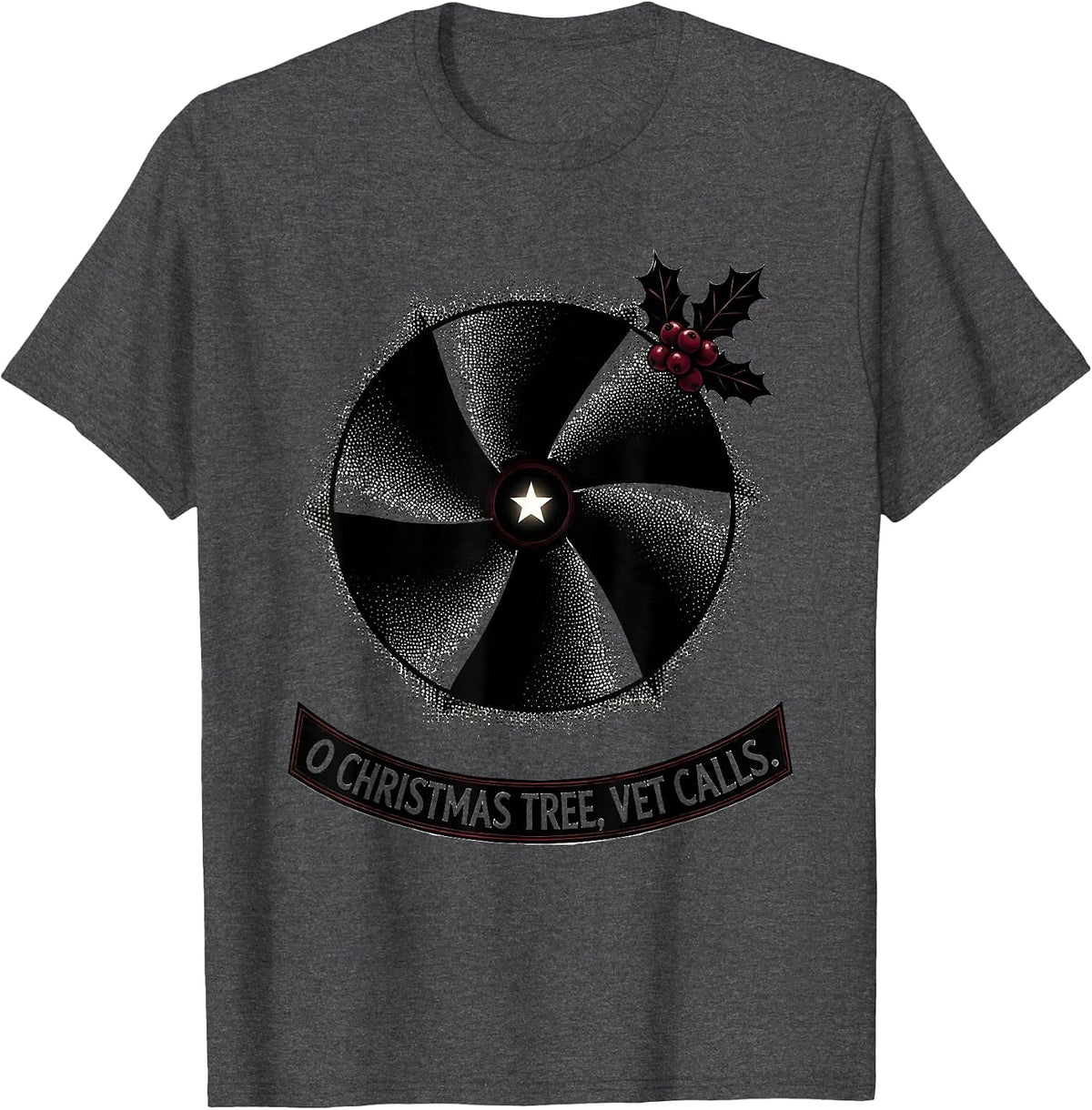 Men's O Christmas Tree Vet Calls Funny Veterinary Tech Christmas T-Shirt - Dark Heather Grey
