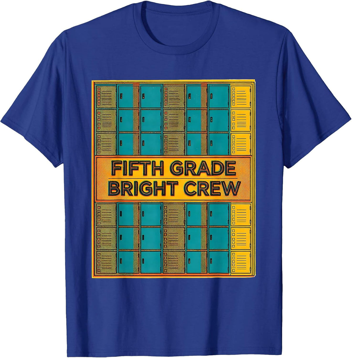 Fifth Grade Bright Crew Risograph Teacher Humor Back T-Shirt - Royal Blue