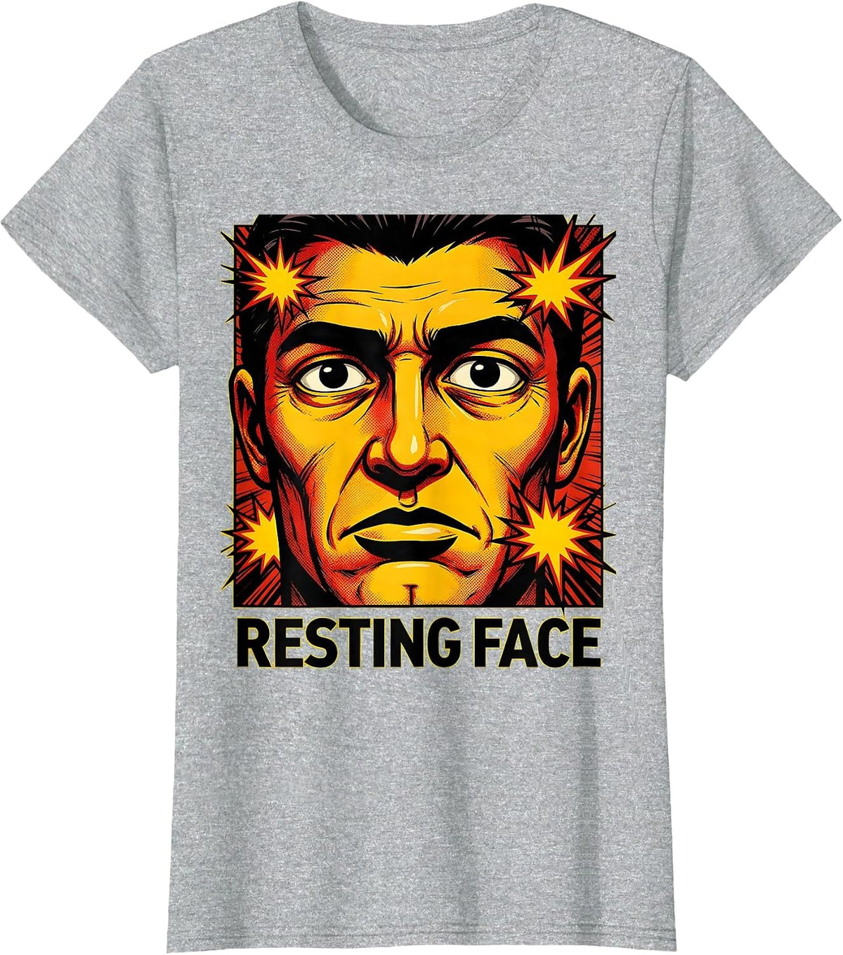 Resting Face Pop Art Music Lover Gift for Musicians Teachers T-Shirt - Heather Grey