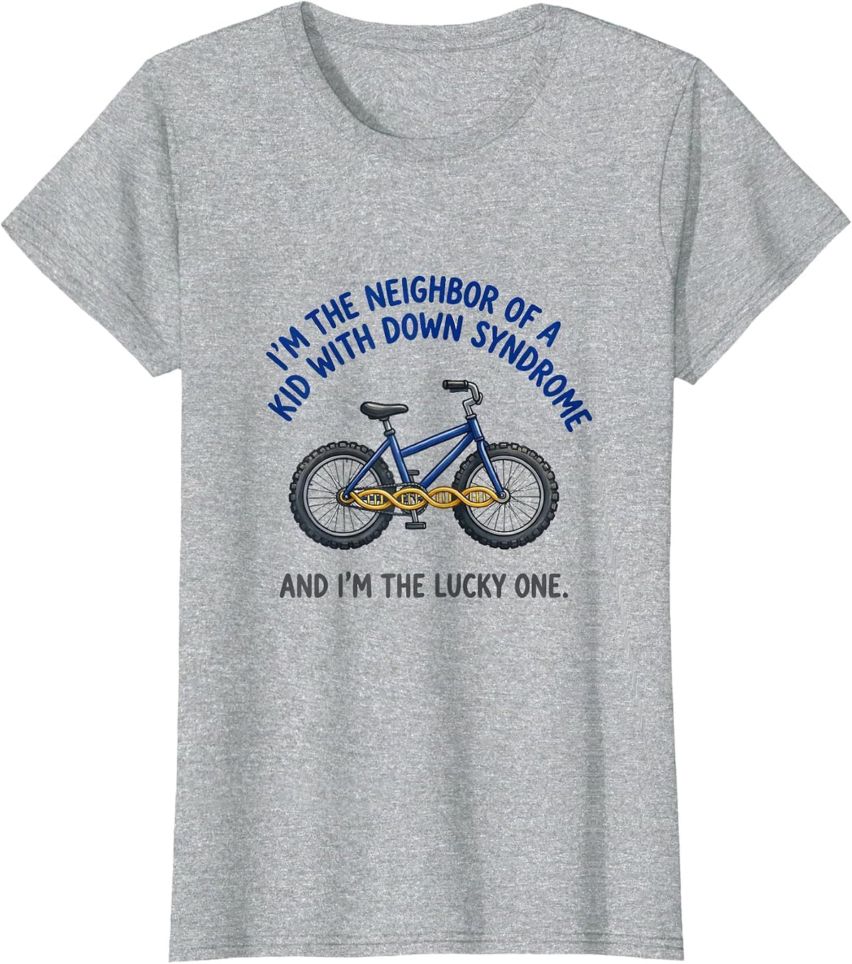 Women's Neighbor Lucky One Down Syndrome Awareness Support T-Shirt - Heather Grey