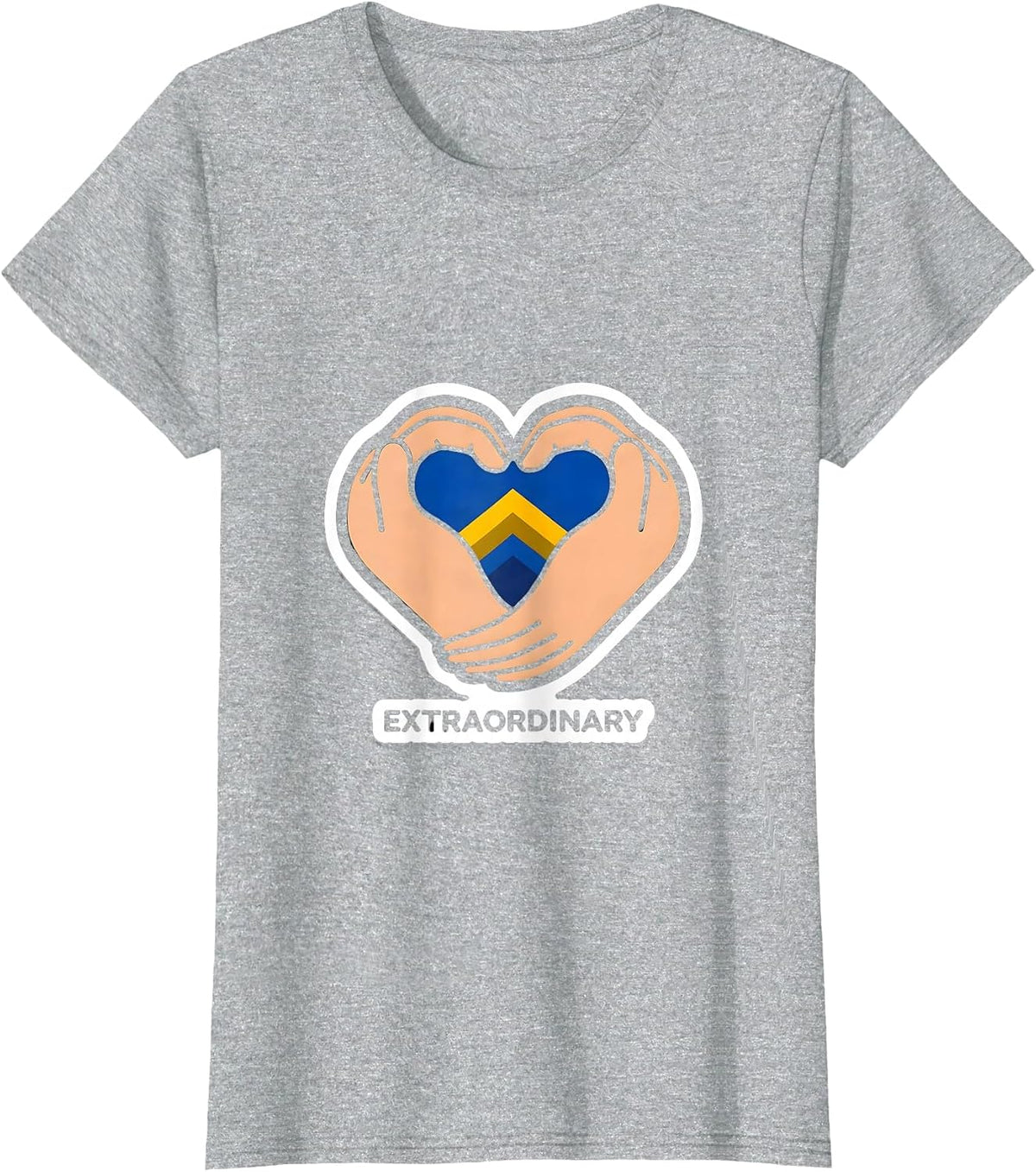 Extraordinary Heart Hands Down Syndrome Awareness Family T-Shirt - Heather Grey