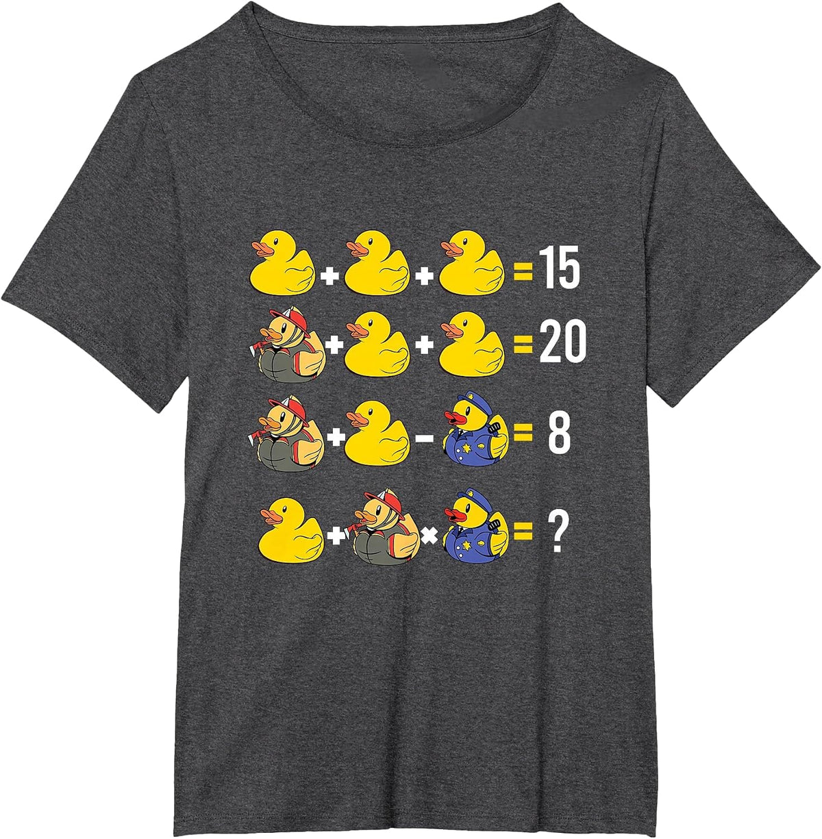 Order of Operations Duckie Quiz Rubber Duck Math Teacher T-Shirt - Dark Heather Grey