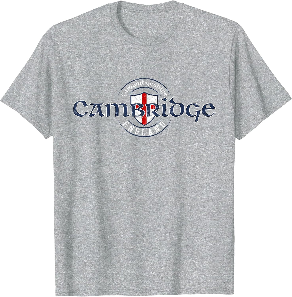 Cambridge England English Flag T-Shirt - Heather Grey