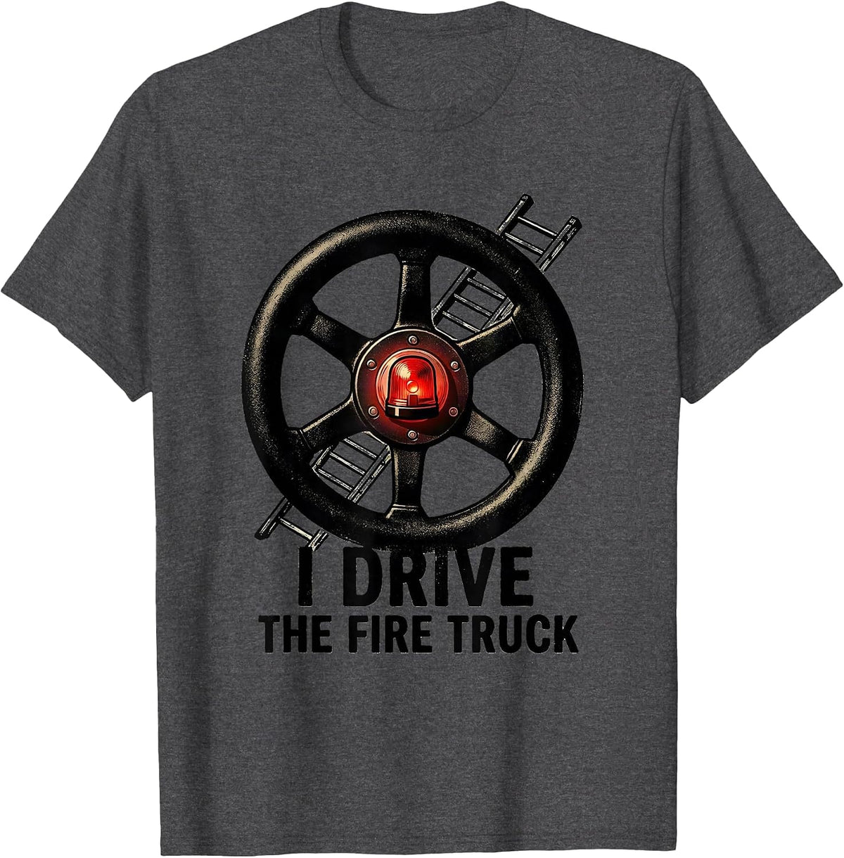 I Drive The Fire Truck Cute Toddler Boy Firefighter Birthday T-Shirt - Dark Heather Grey