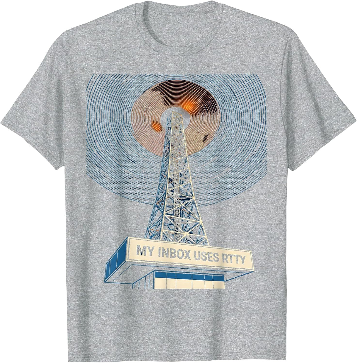 Men's My Inbox Uses RTTY Retro Futurist Ham Radio Operator Humor T-Shirt - Heather Grey