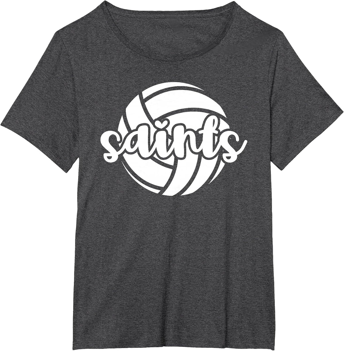 Saints Volleyball Team Mascot School Spirit Game Night T-Shirt - Dark Heather Grey