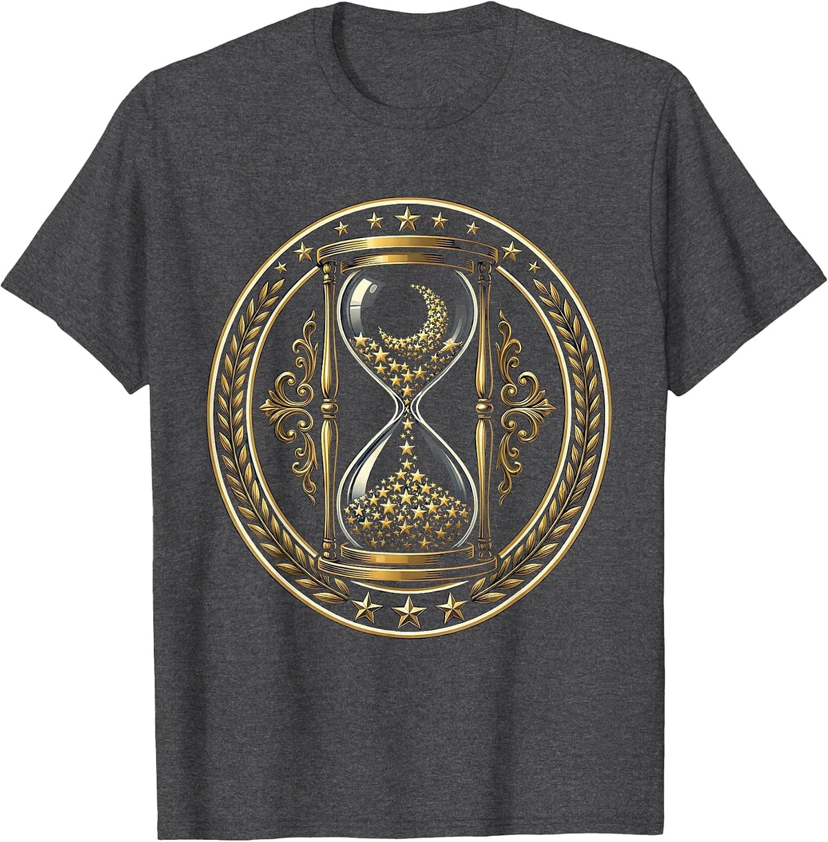 21st Birthday Hourglass Stars Celestial Design T-Shirt - Dark Heather Grey