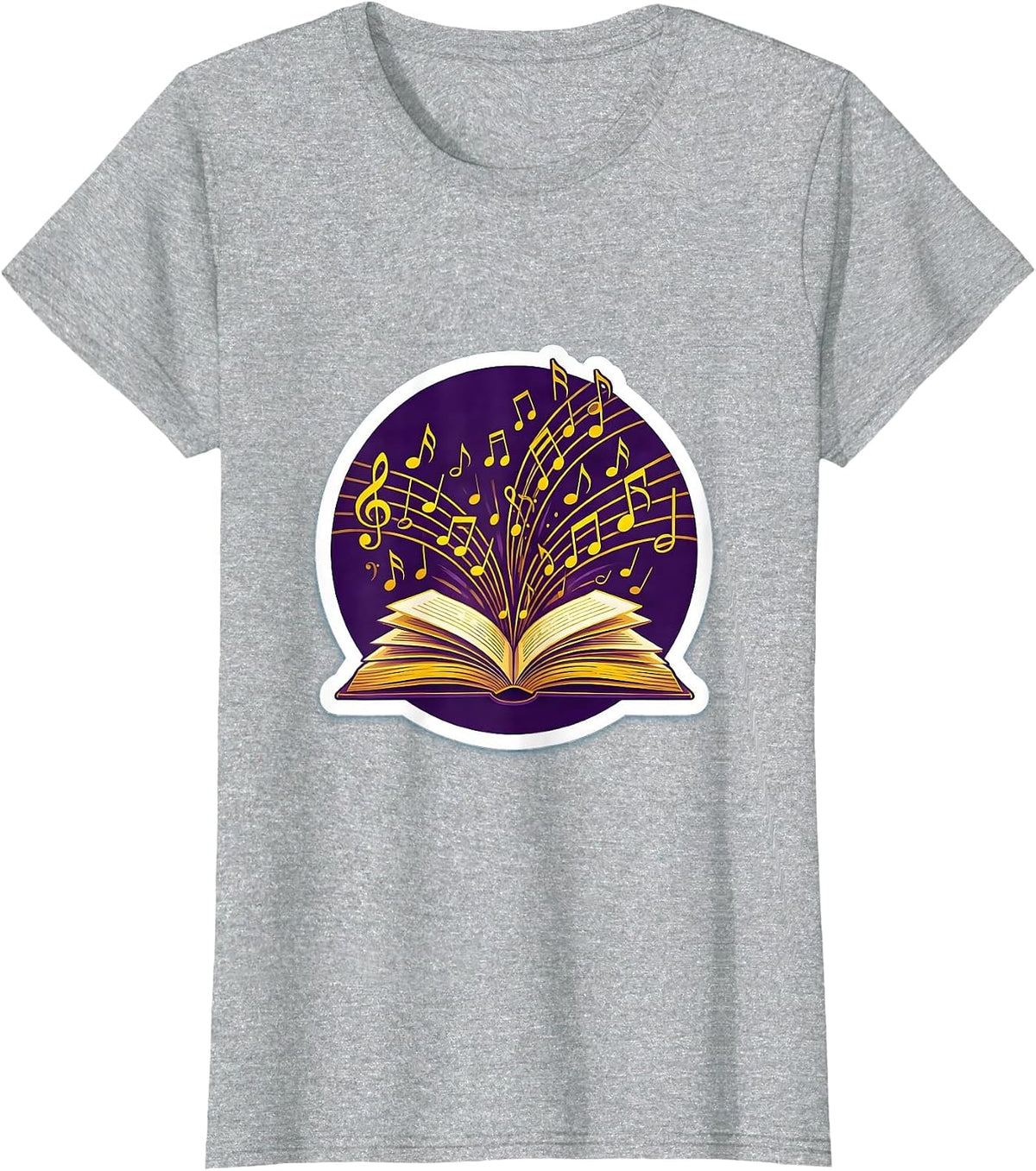Women's Music Teacher Gift Music Notes Flying From Book T-Shirt - Heather Grey