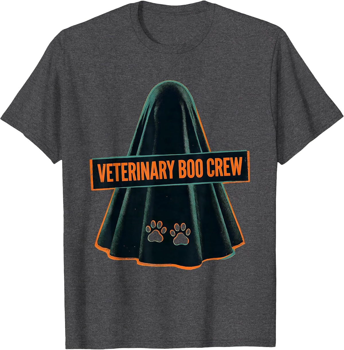 Veterinary Boo Crew Funny Vet Tech Halloween Workwear T-Shirt - Dark Heather Grey