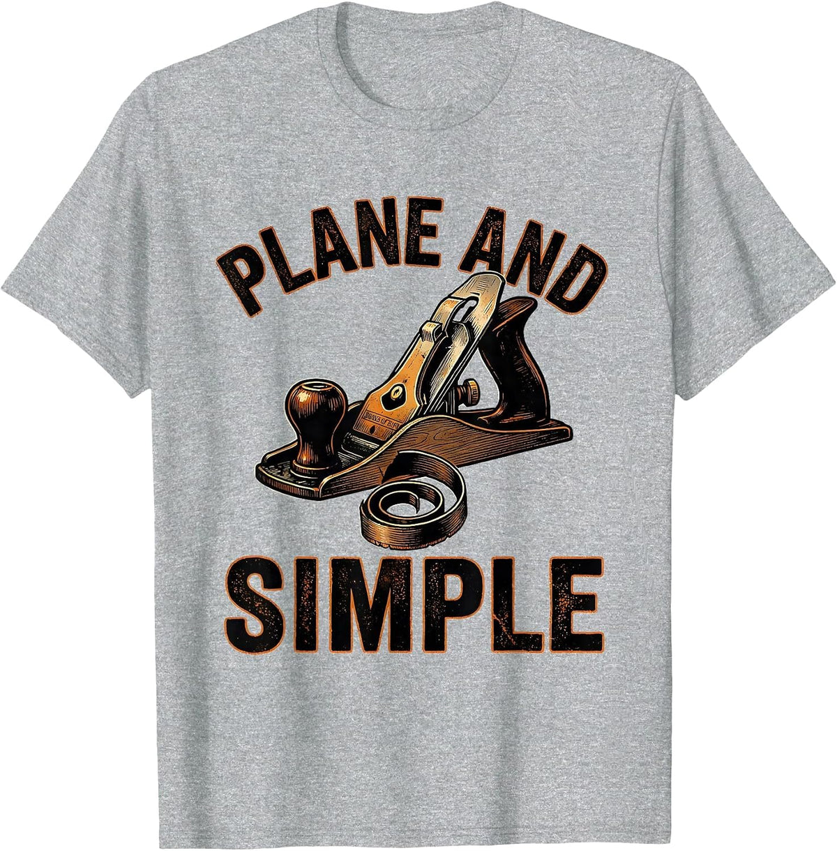 Men's Plane And Simple Vintage Carpenter Dad Humor Woodworking T-Shirt - Heather Grey