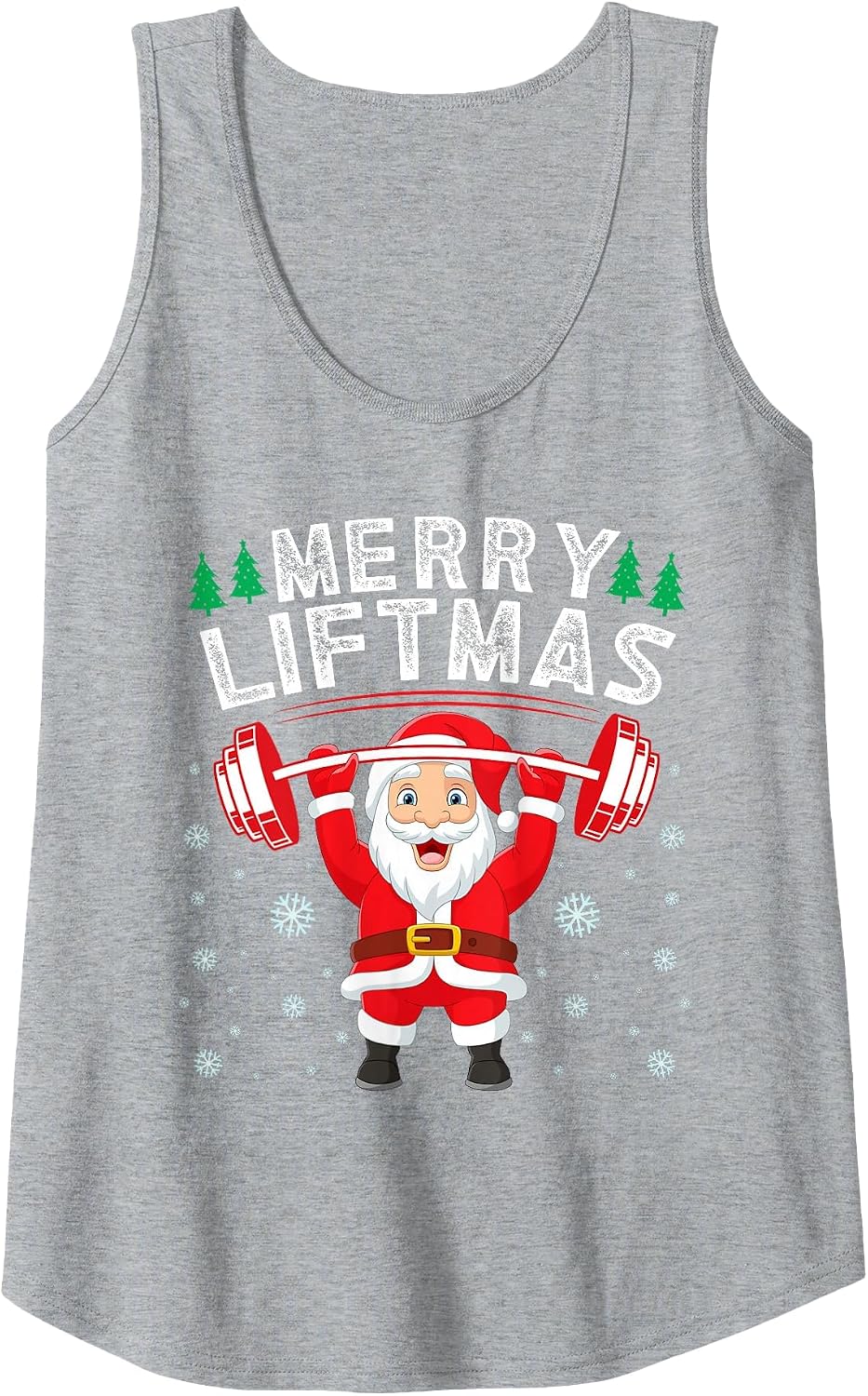 Merry Liftmas Santa Gym Workout Funny Christmas Fitness Tank Top - Heather Grey