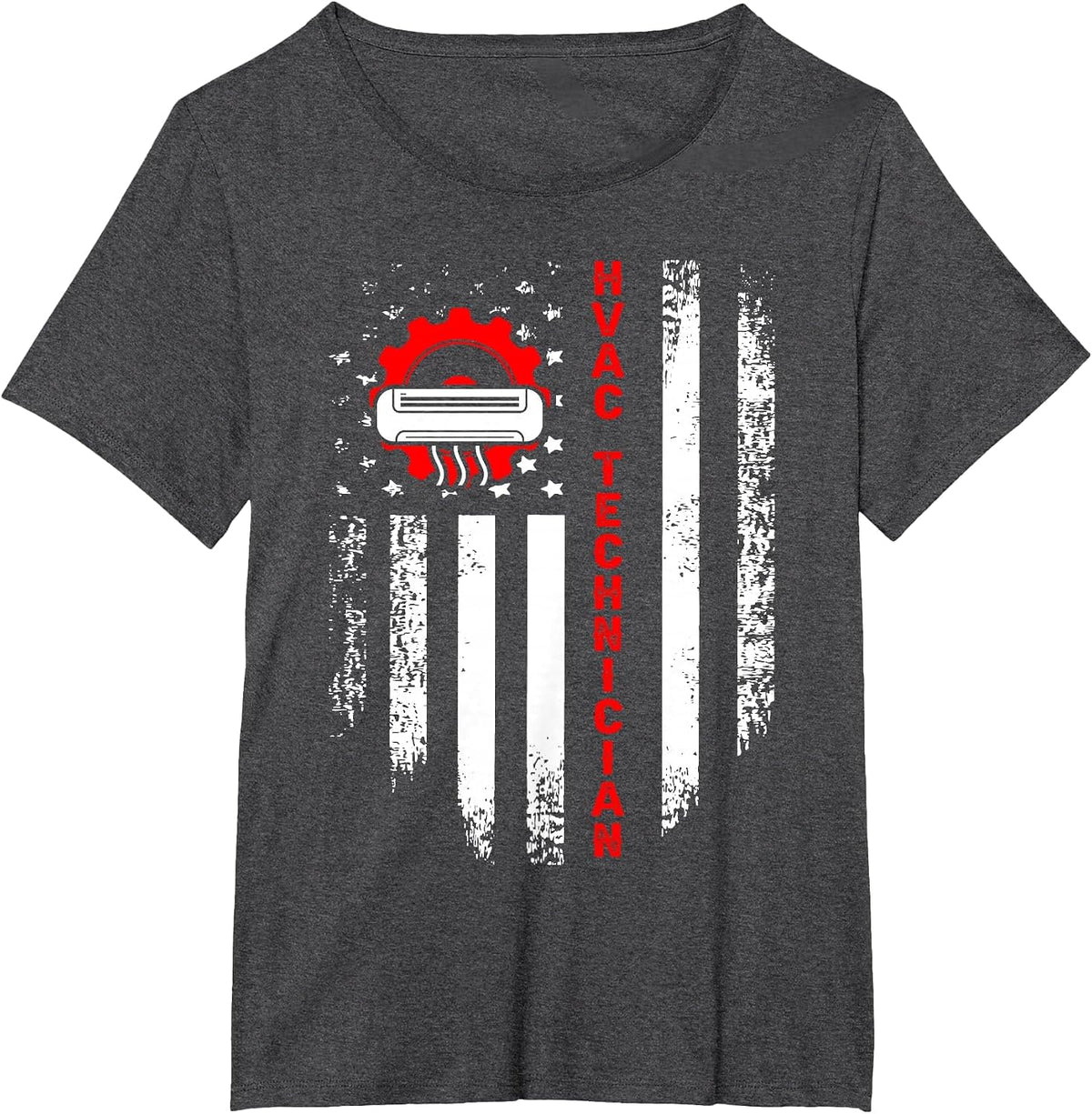 HVAC Technician USA Flag Mechanic Repairman T-Shirt - Dark Heather Grey