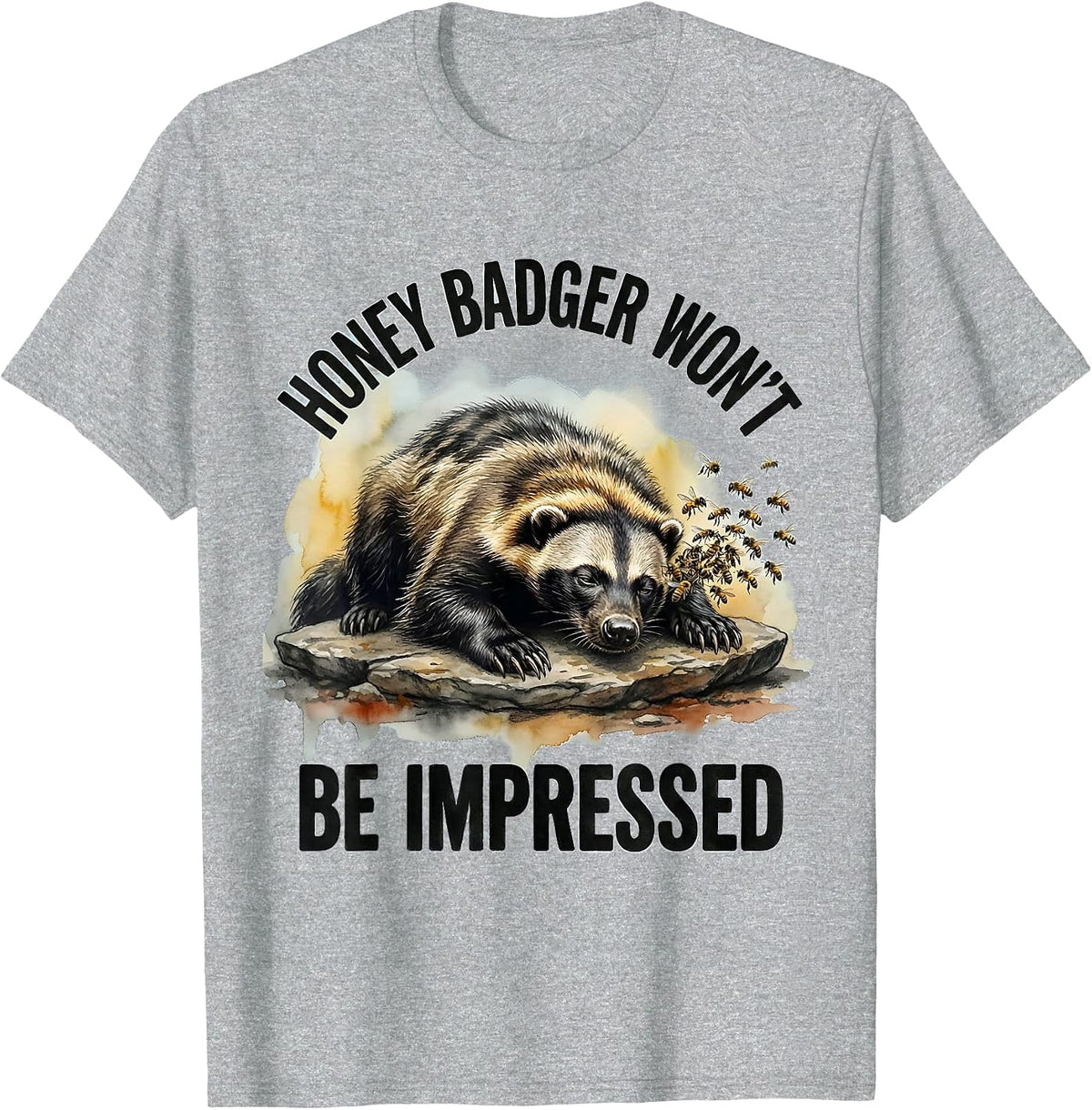 Men's Honey Badger Won't Be Impressed Funny Animal Lover Meme T-Shirt - Heather Grey